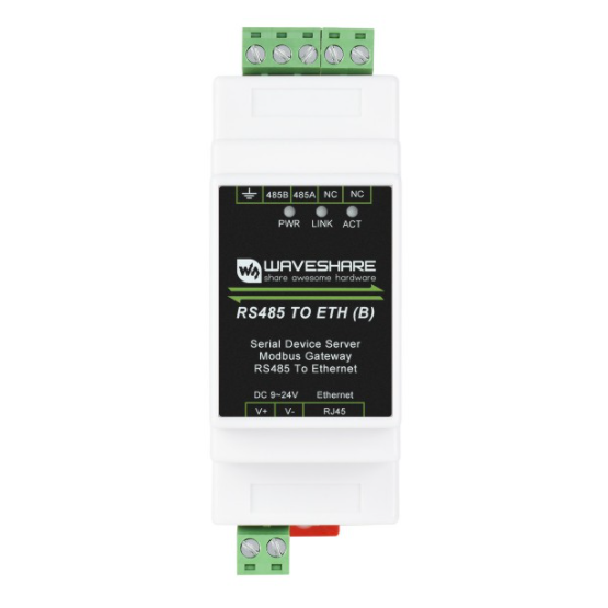 Industrial Serial Server, RS485 to RJ45 Ethernet, TCP/IP to Serial, Rail-Mount Support (ของแท้จาก Waveshare)