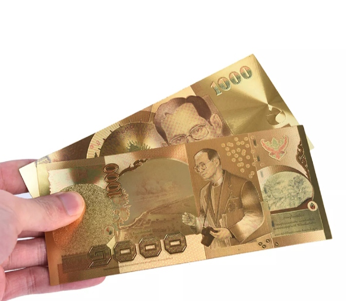 2ใบ ธนบัตรฟอยล์สีทอง ที่ระลึกสำหรับตกแต่งบ้าน สะสม