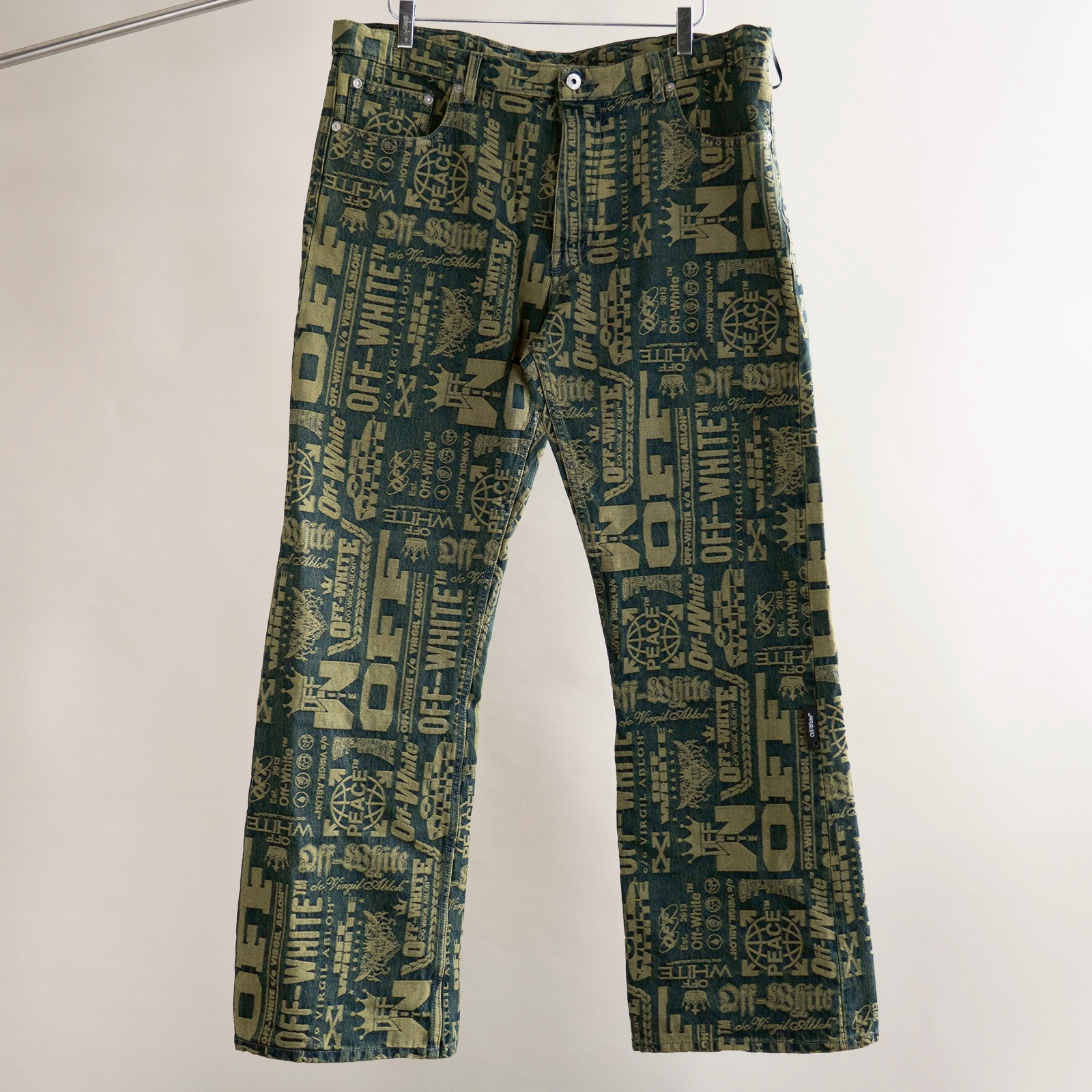 Off-White Multilogo Jacquard Relax Jeans – Green