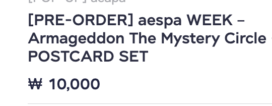 aespa - aespa WEEK – Armageddon : The Mystery Circle MD -Postcard set แบบ winter