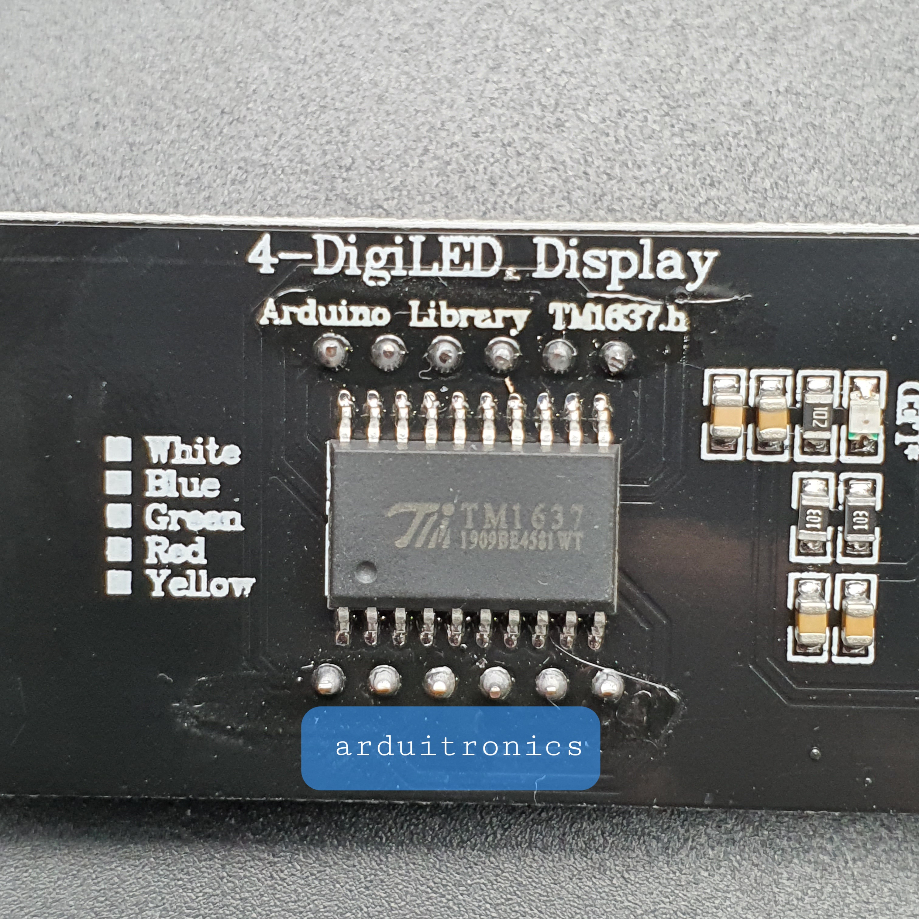 โมดูลแสดงค่าตัวเลข 4 หลัก สีเขียว 7 Segment 4 Digit TM1637 Module Size 0.56" (5643AG Common Cathode) บัดกรีแล้ว