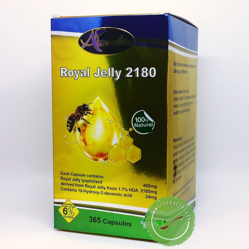 Auswelllife royal jelly 2180 mg ออสเวลไลฟ์ โรยัลเจลลี่ นมผึ้ง สูตรพรีเมี่ยม เข้มข้นที่สุด ส่งฟรี EMS