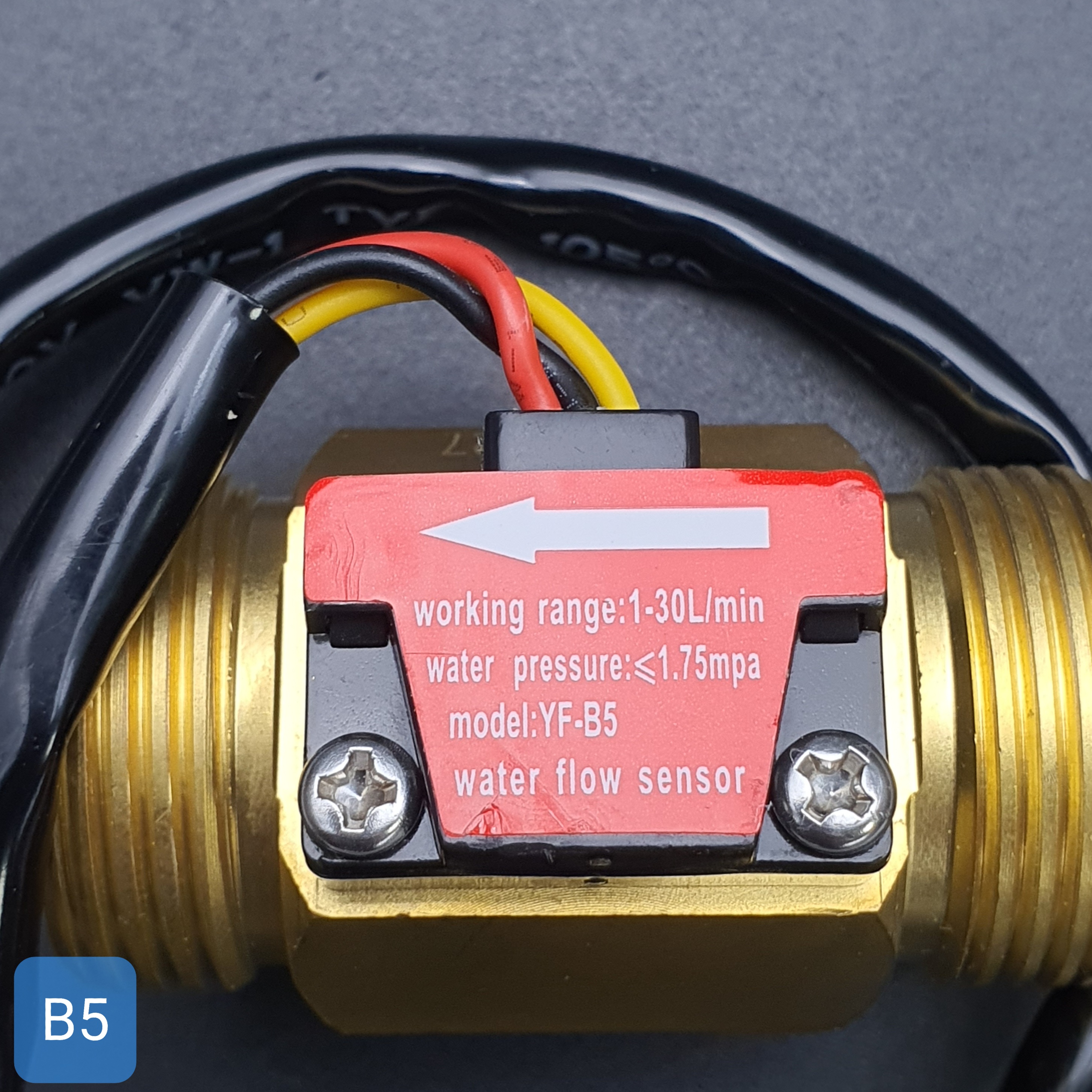 B5 เซ็นเซอร์วัดอัตราการไหลของน้ำ ทองแหลือง 3/4นิ้ว 6หุน Water Flow sensor 1-30L/min Size 50 mm