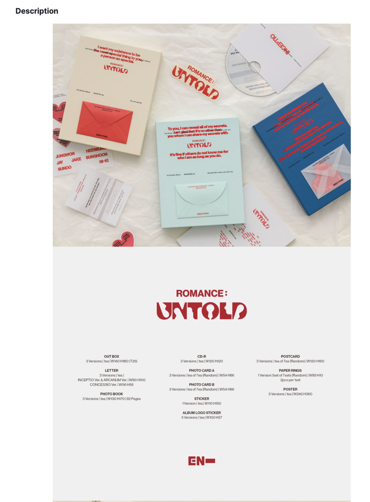 Enhypen - ROMANCE : UNTOLD - ครบ set ได้ของแถมเพิ่มจาก aladin - ส่งเครืองบิน