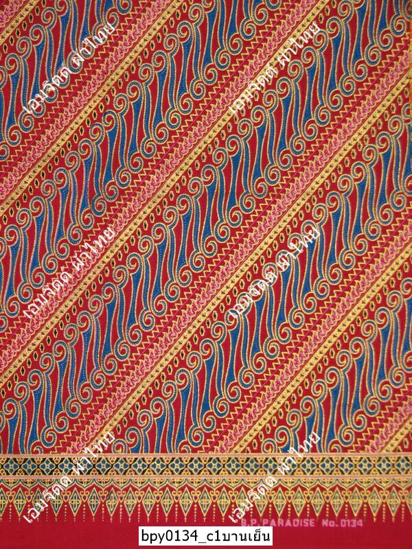 [bpy0134] ผ้าพิมพ์ทอง 1.8เมตร ลายศรีวิชัย คอตต้อน 100%