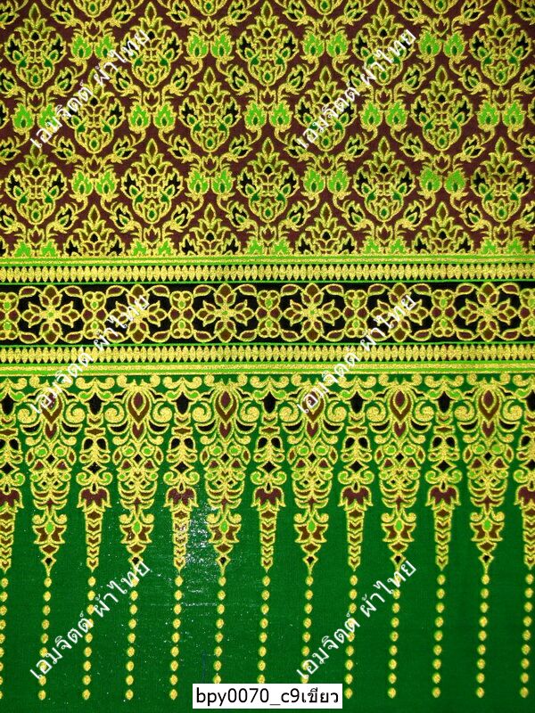 [bpy0070] ผ้าพิมพ์ทอง 1.8เมตร ลายไทย เชิงสูง คอตต้อน 100%