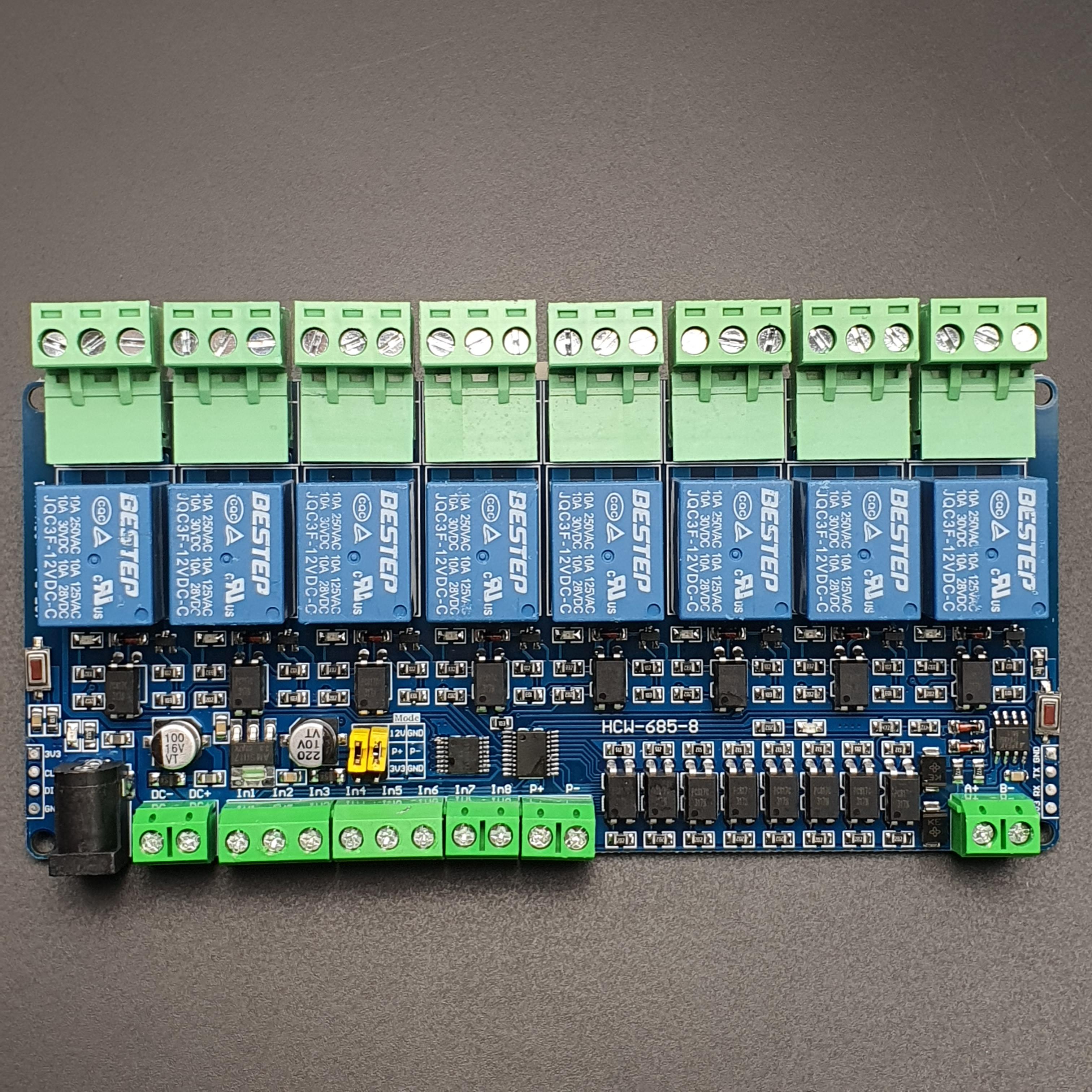 Modbus - RTU 8 Channel Relay Module RS485/TTL (12V)
