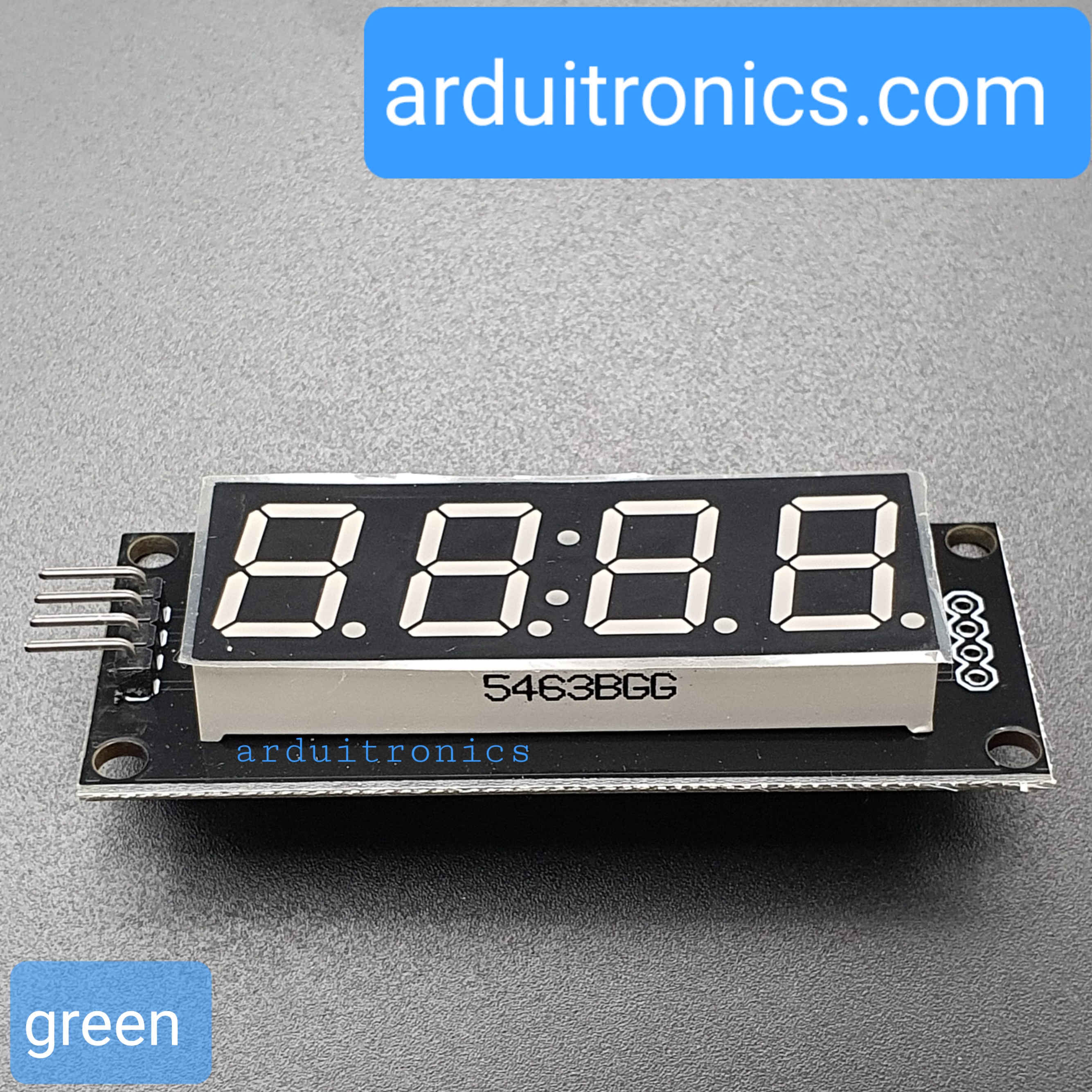 โมดูลแสดงค่าตัวเลข 4 หลัก สีเขียว 7 Segment 4 Digit TM1637 Module Size 0.56" (5643BGG Common Anode) - ยังไม่บัดกรี