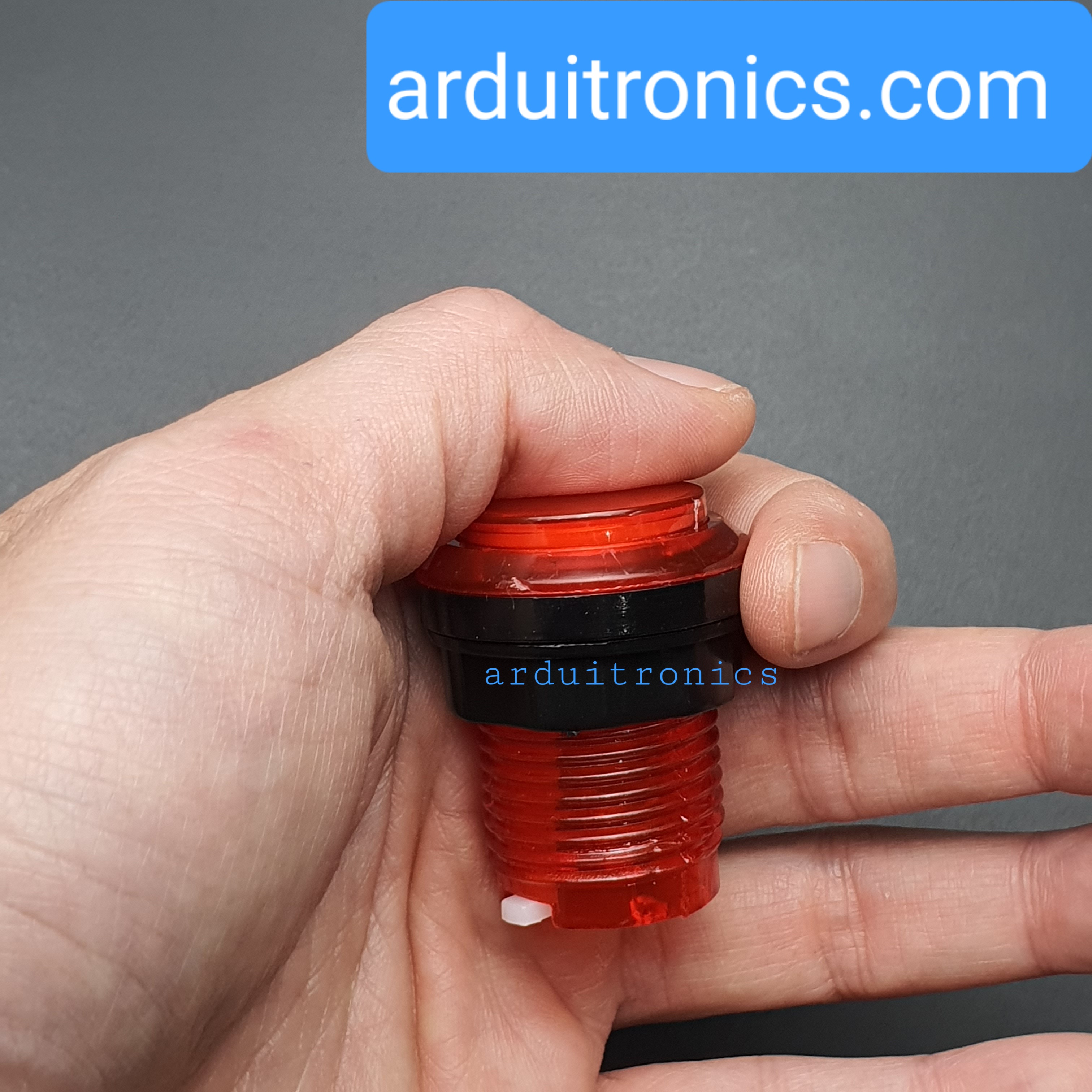 ปุ่มกดตู้เกม สวิตช์กดติดปล่อยดับขนาด 33mm พร้อมไฟ LED สีแดง