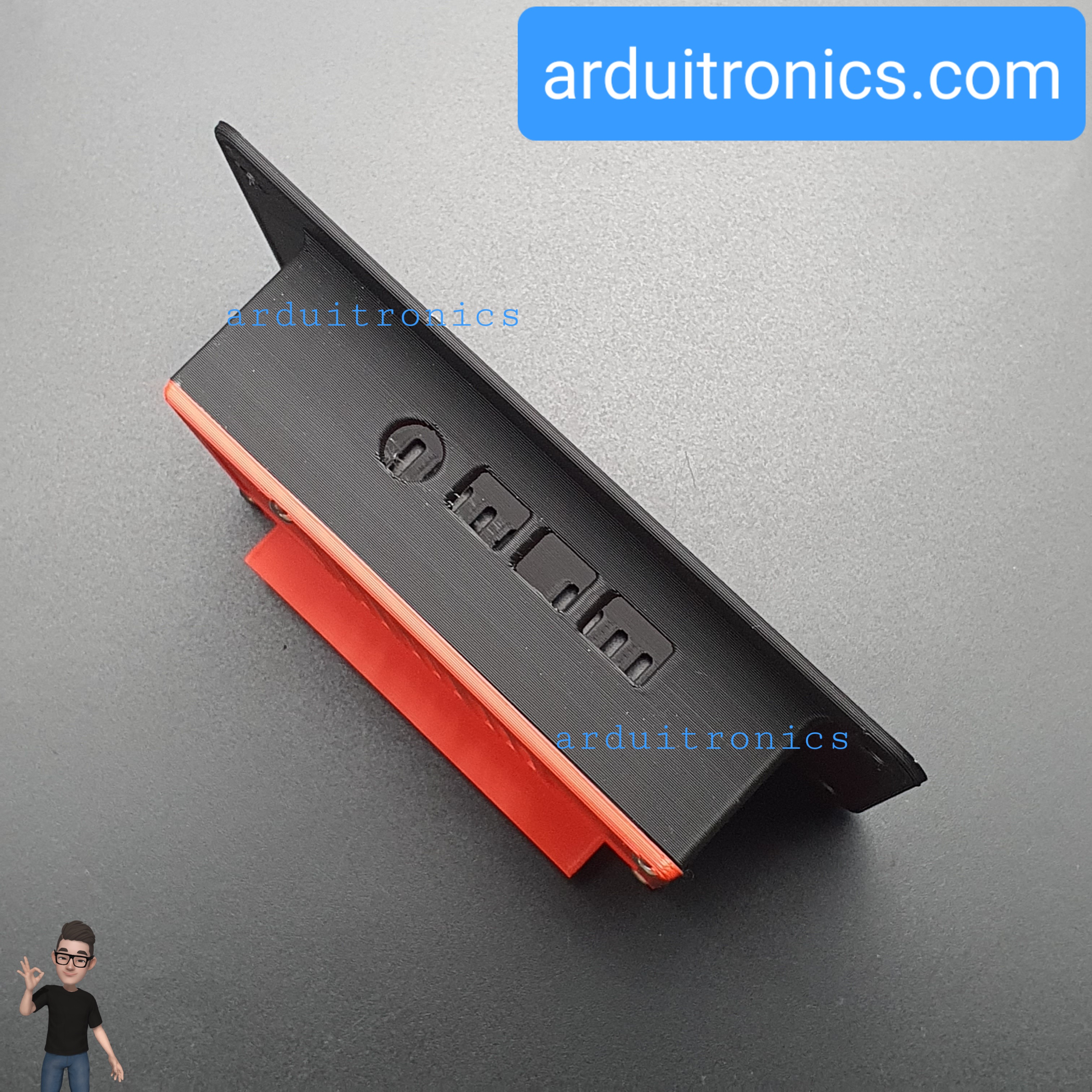 3D Printed Screen Case (Red) for Raspberry Pi Official 7 inch LCD Touchscreen