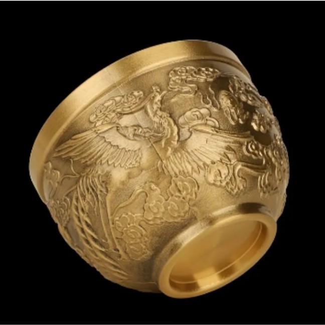 ถ้วยมังกรและฟีนิกซ์ ทองเหลือง 4.5x6cm