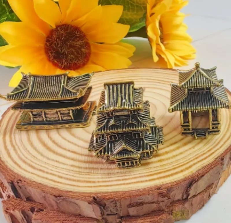 3ชิ้นบ้านโบราณแบบจีน ขนาดเล็ก ของขวัญตกแต่ง