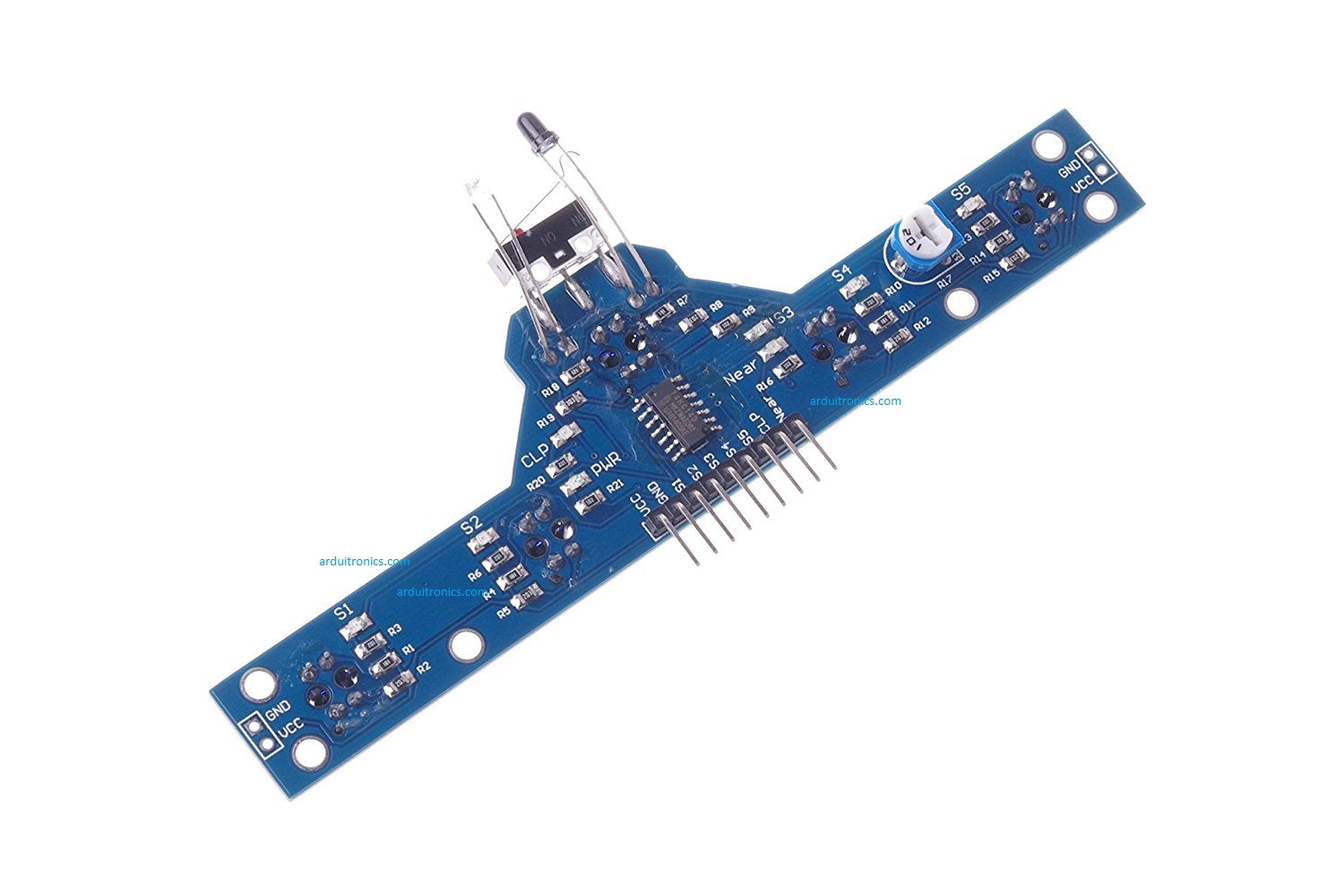 5-Way Infrared Line Tracking bfd-1000 (แบบมีเซ็นเซอร์ตรวจจับสิ่งกีดขวางและสวิทช์ตรวจการชนด้านหน้า) - โมดูลตรวจจับเส้นสำหรับ Smart Car