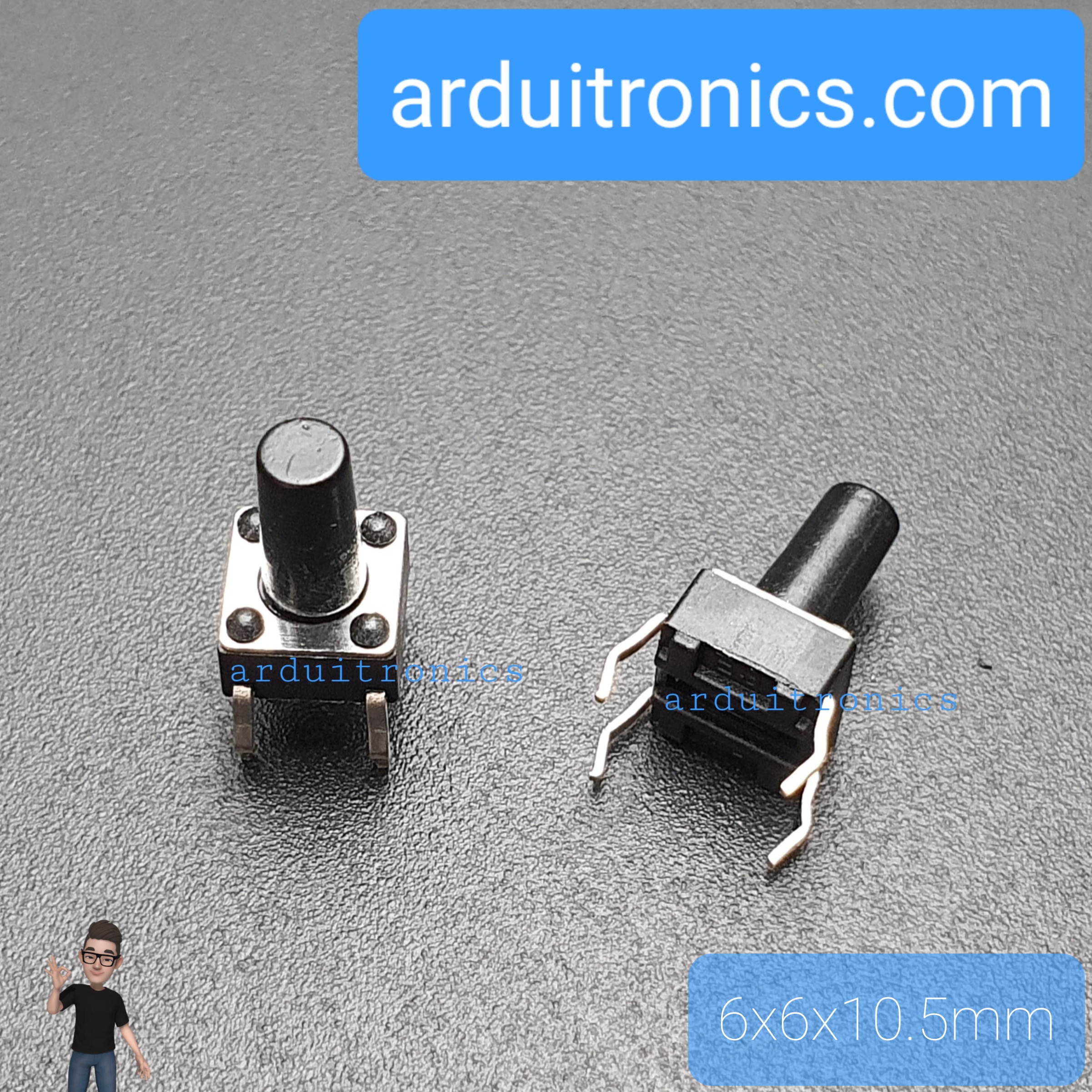 Tact Switch 6X6x10.5mm ไมโครสวิตช์ กดติดปล่อยดับ (หัวกลม)