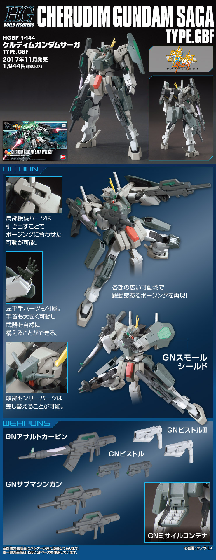 HGBF 1/144 Cherudim Gundam Saga Type GBF
