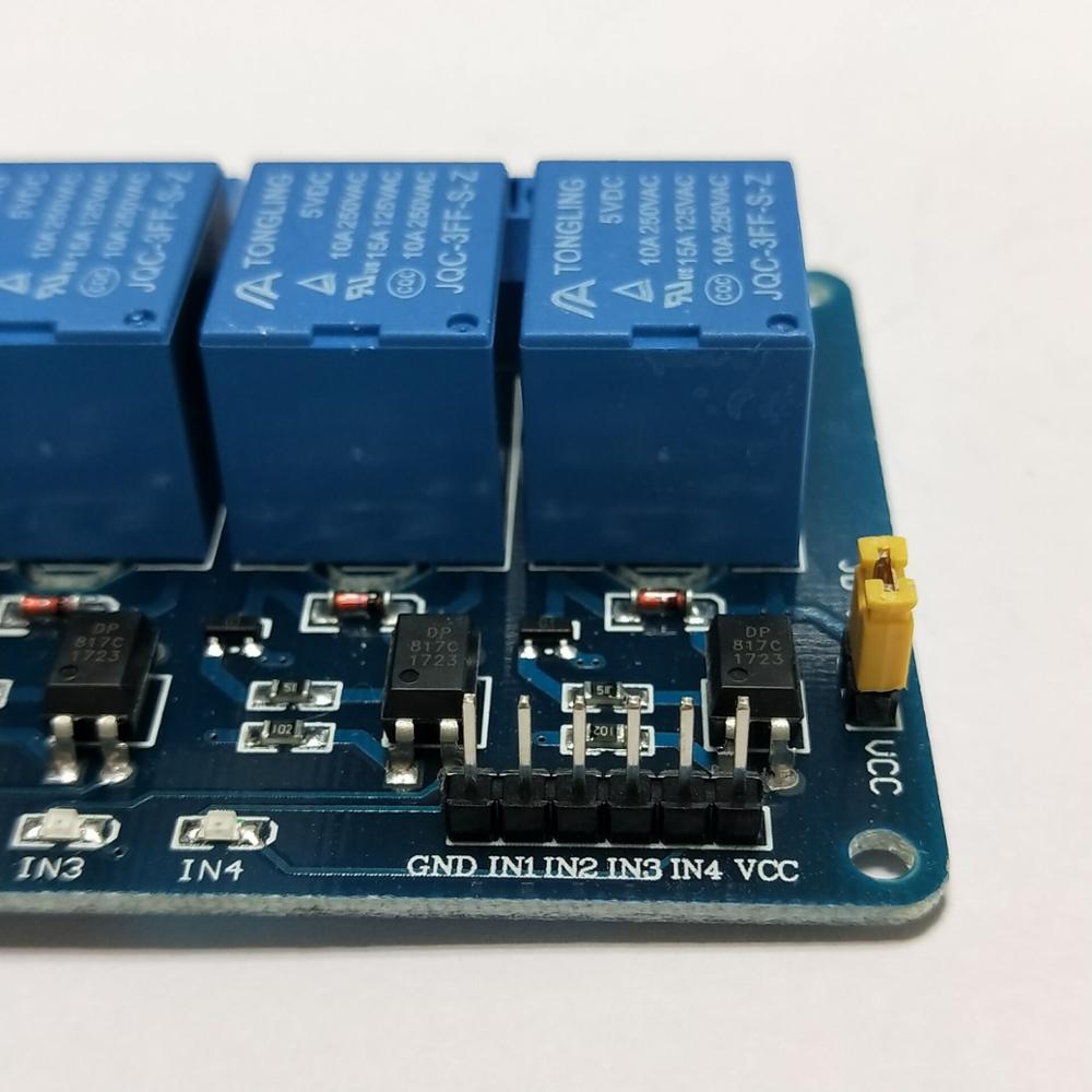4 Channel Relay Module 5V 10A (หัวรีเลย์ยี่ห้อ Tongling รุ่น JQC-3FF-S-Z)