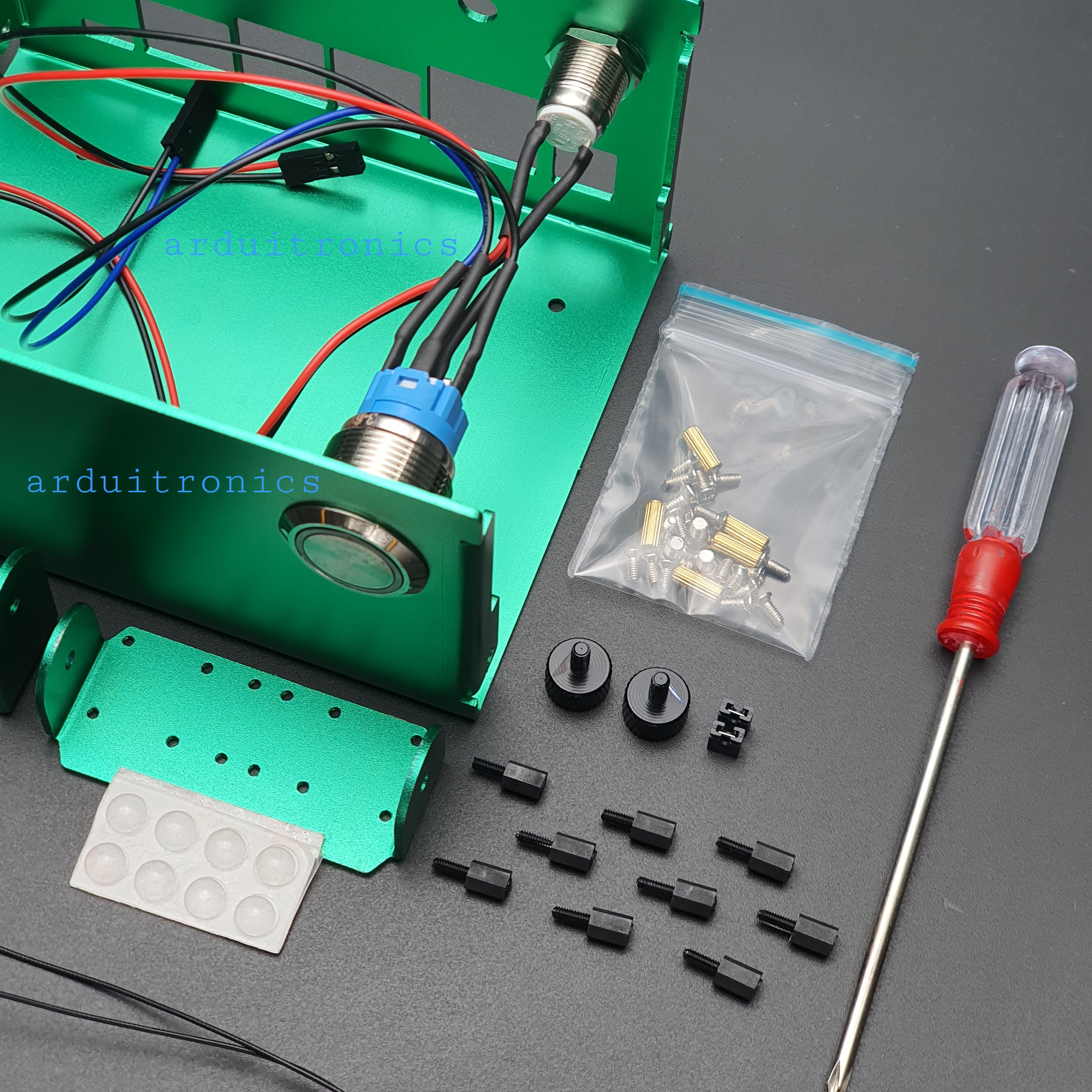 Case สำหรับ Nvidia Jetson Nano 4GB Aluminum Alloy (Green) Chassis with ชิป WiFi + Antennas + Fan