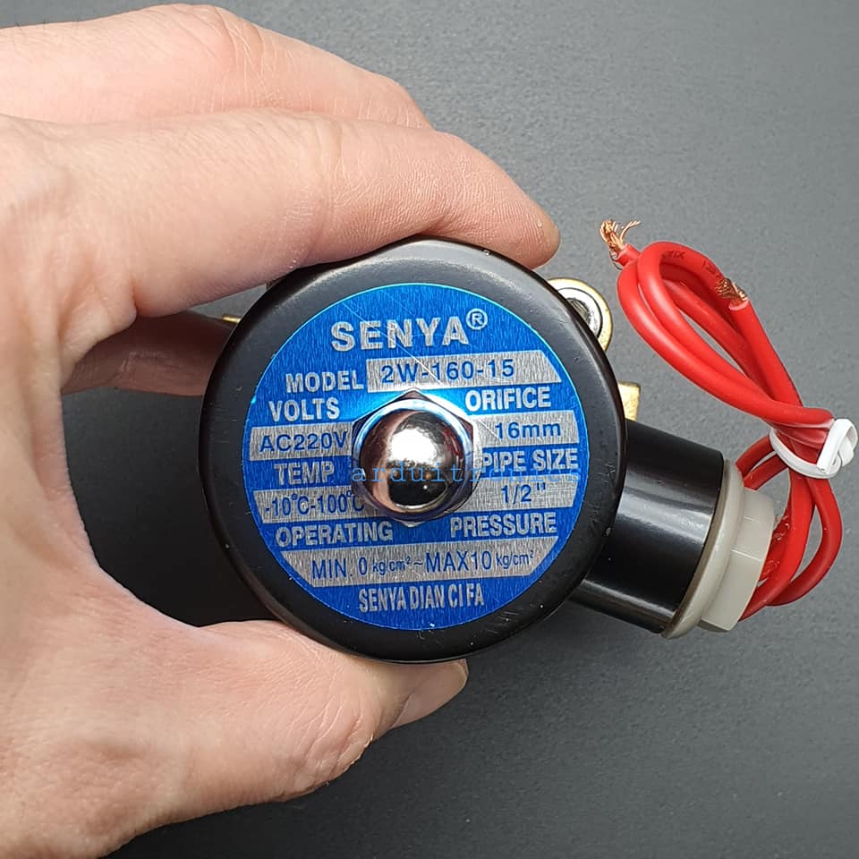 โซลินอยวาล์ว ทองเหลือง (Solenoid Valve Normally Closed) 4 หุน (1/2") 220VAC - ยี่ห้อ Senya 2W-160-15