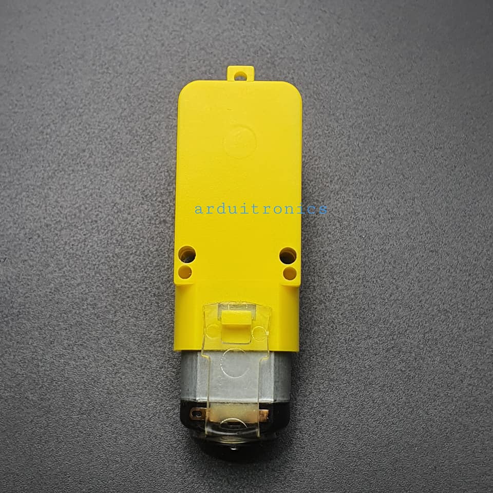 Metal Gear Motor (เฟืองโลหะ 100%) - อัตราทด 1:90 ความเร็วรอบ 96 rpm แกนข้างเดียว กรอบสีเหลือง