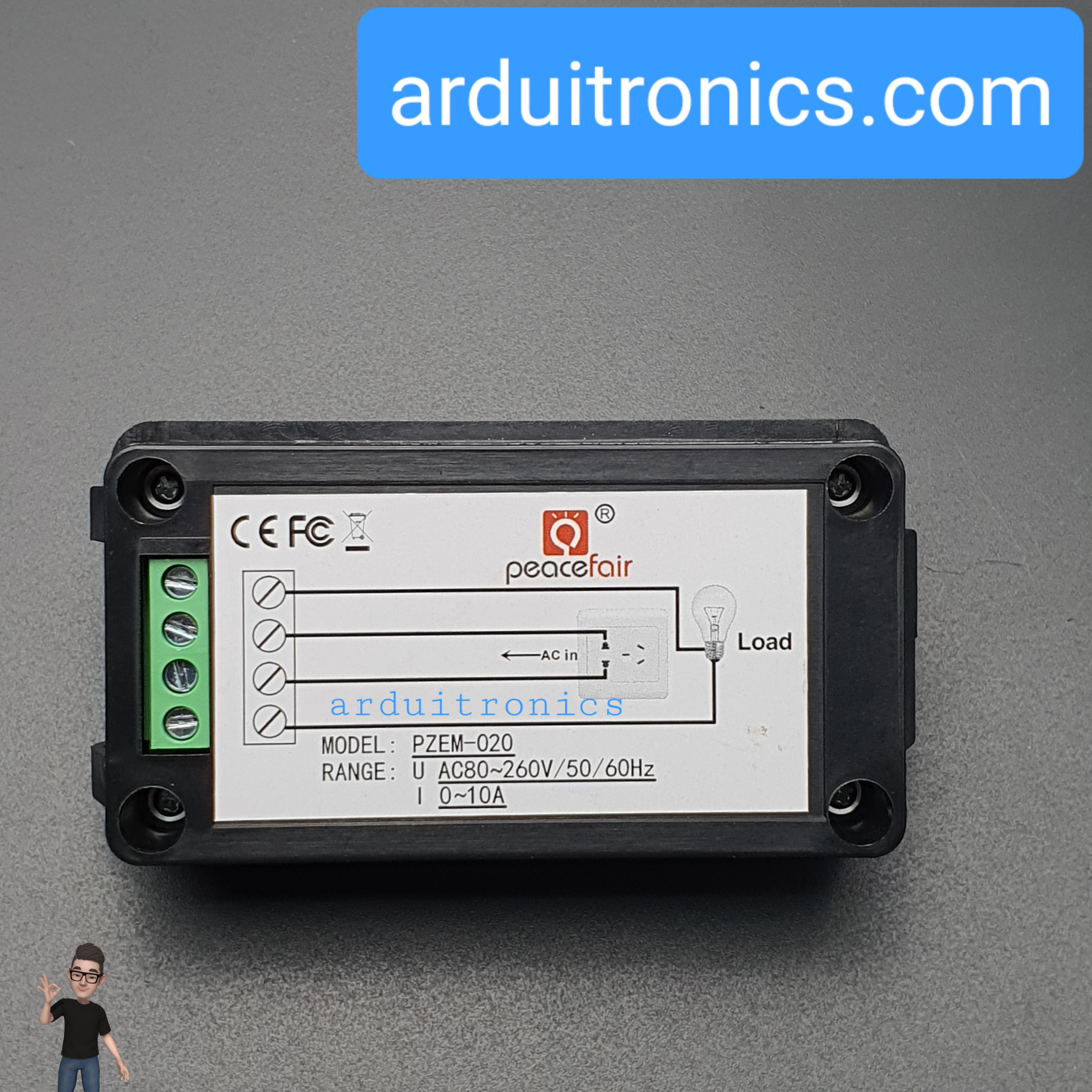 PZEM-020 10A AC Digital Power Meter มิเตอร์วัดการใช้พลังงาน