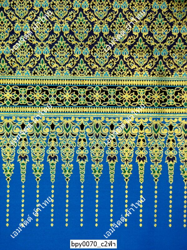[bpy0070] ผ้าพิมพ์ทอง 1.8เมตร ลายไทย เชิงสูง คอตต้อน 100%