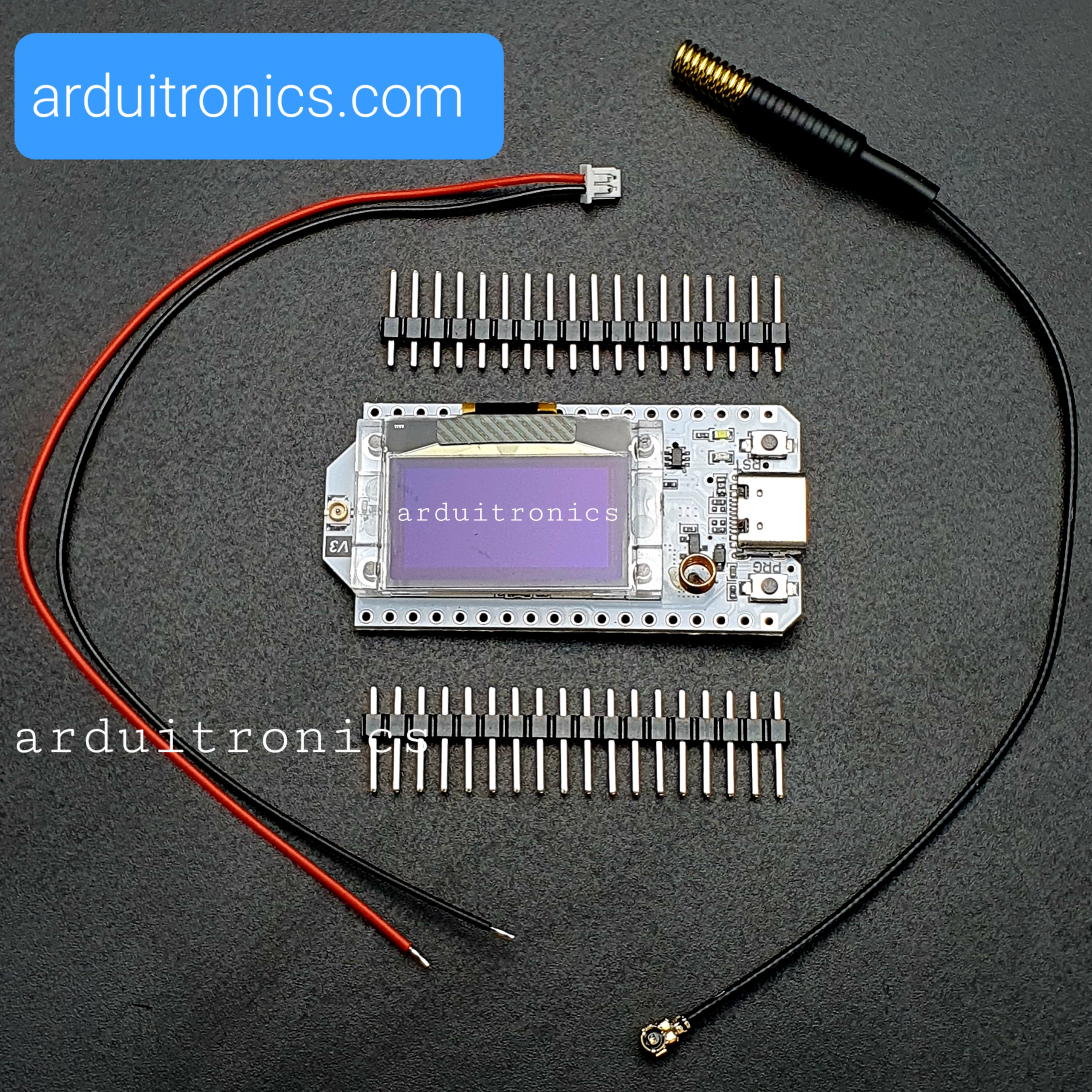 [Upgraded Version] LoRa 433MHz SX1262 + WiFi ESP32 + OLED 0.96" - พร้อมสายอากาศ (PCB ขาว)