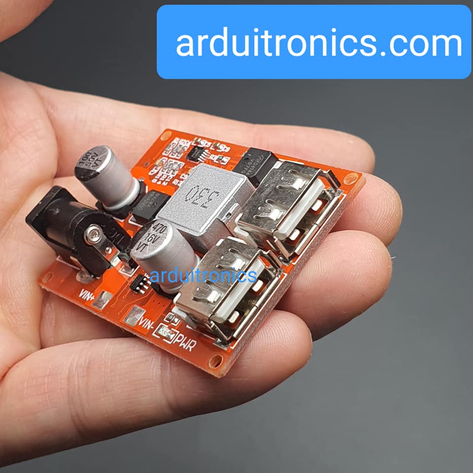 Hight Quality LM2596S Dual Port USB Step Down Module โมดูลแปลงไฟแบบปรับค่าได้จาก 6-36V เป็น 5V กระแสสูงสุด 3A