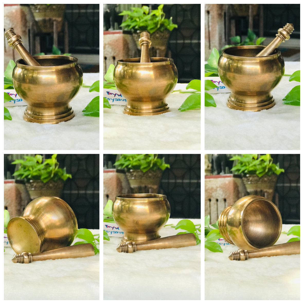 Antique Brass Mortar Grinder Drugs งานเก่าหนาๆ หนักๆ ครกบดยาทองเหลืองพร้อมสาก โกร่งบดยาโบราณ