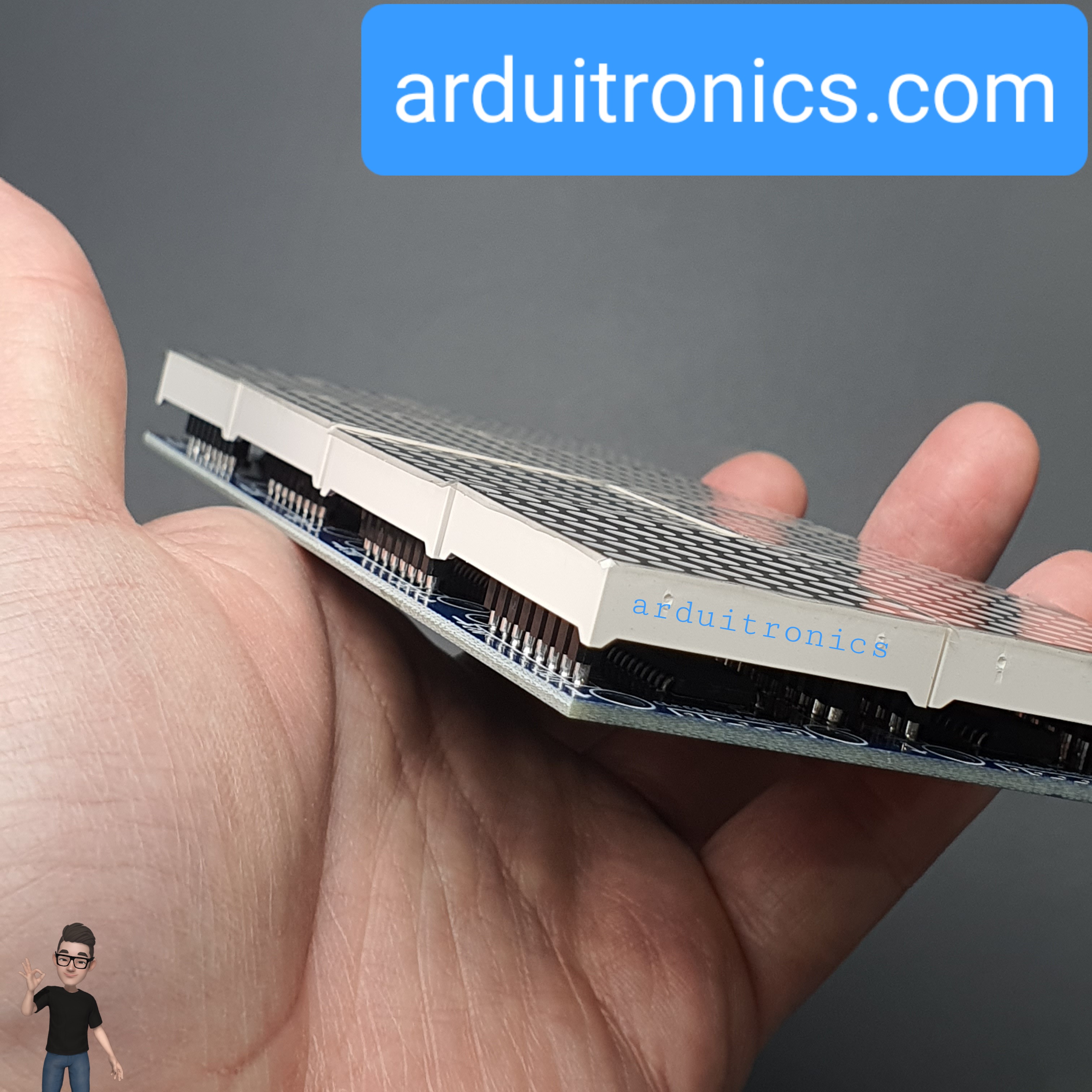 [สีแดง] LED Matrix Driver MAX7219 IC Driver Module + LED Dot Matrix 8x8 ขนาด 32mm x 32mm 8 ชุด (2 x 4)