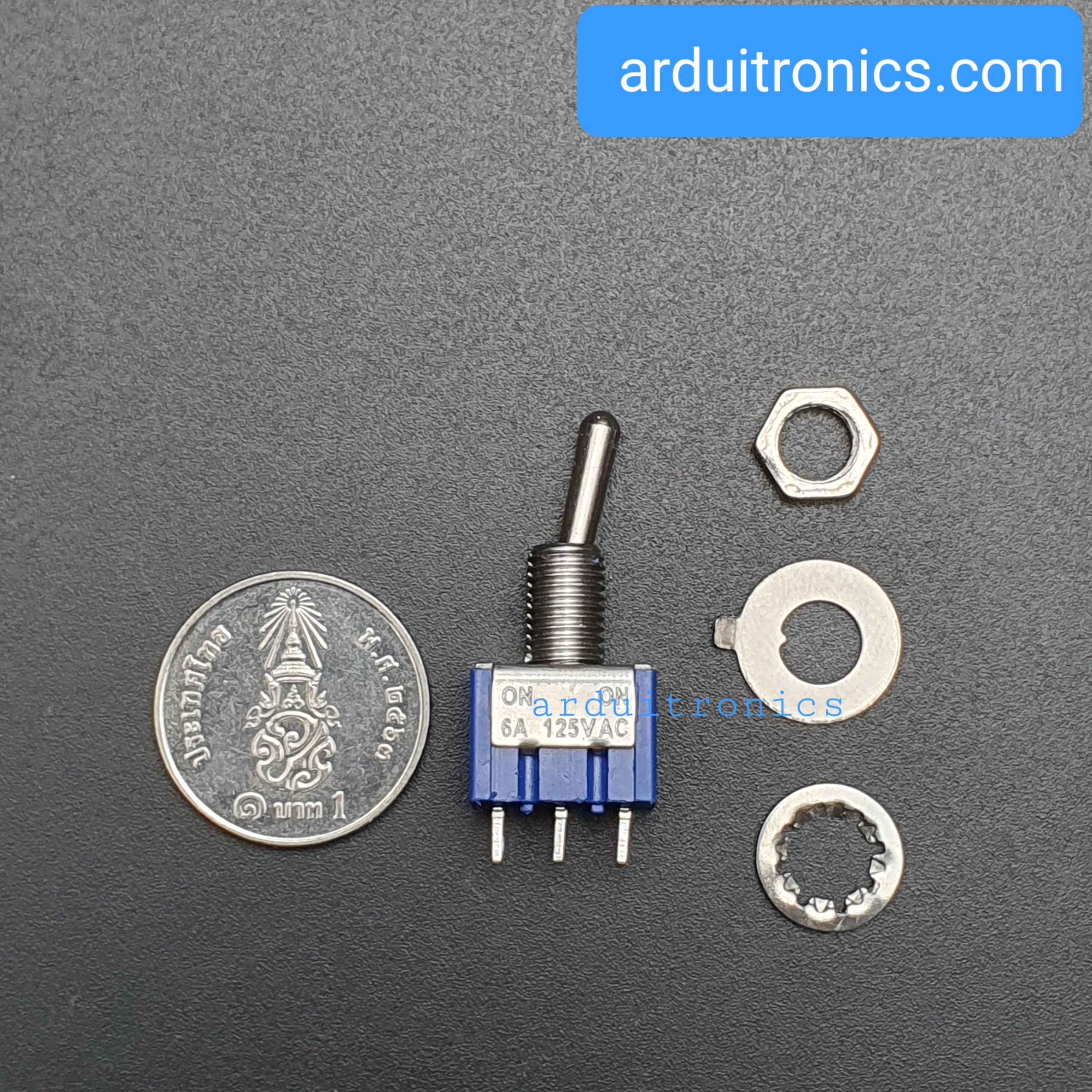 MTS-102 Toggle Switch 3-Pin แบบ On-On (3 ขา 6A 125V)