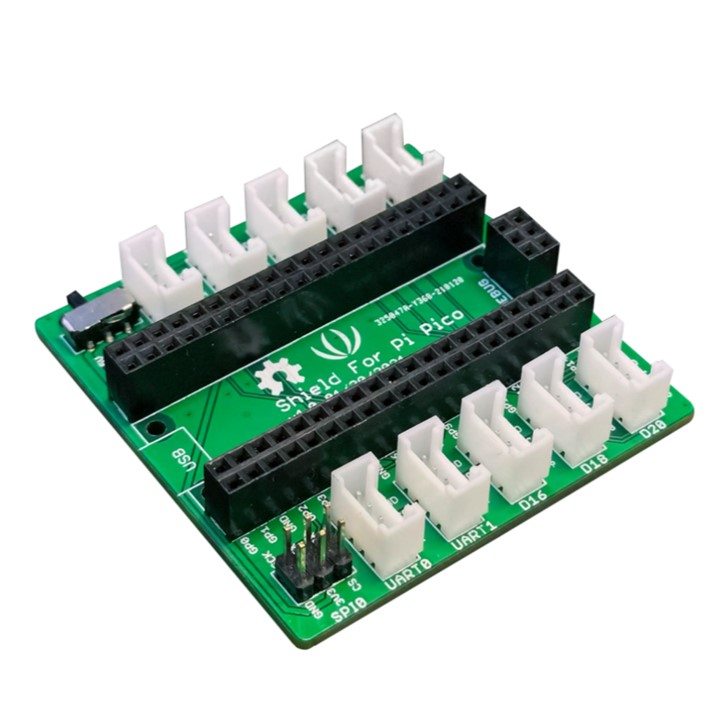 Grove Shield for Pi Pico - All female headers output, Grove interface for 2× I2C, 2× UART, 3× Digital, 3× Analog, Power Switch, 1x SPI, SWD Debug Interface (แท้ Seeedstudio)