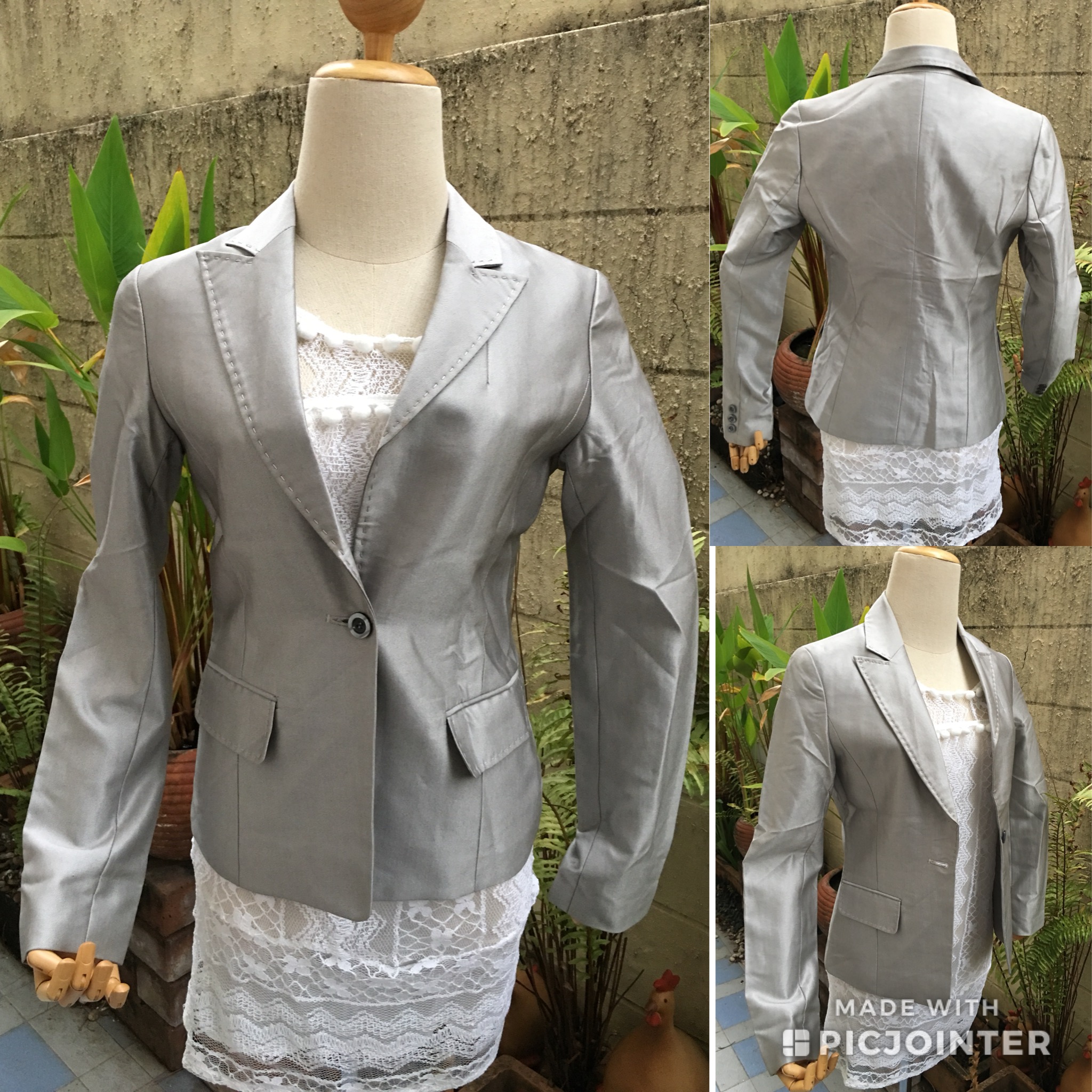 2sis1bro งานเกาหลี แจ็คเก็ต สูท สีเทาเงิน มือสอง พร้อมส่ง
