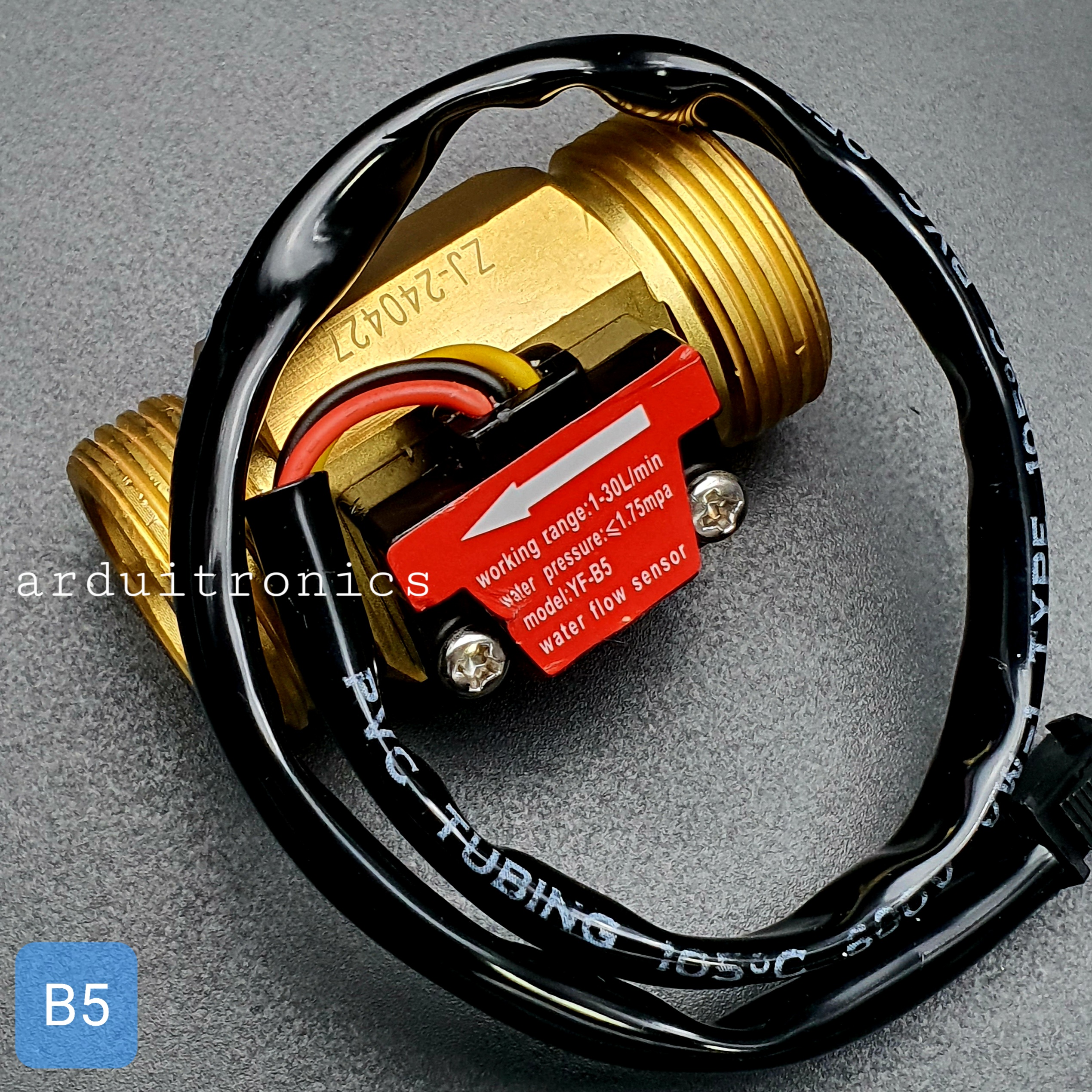 B5 เซ็นเซอร์วัดอัตราการไหลของน้ำ ทองแหลือง 3/4นิ้ว 6หุน Water Flow sensor 1-30L/min Size 50 mm