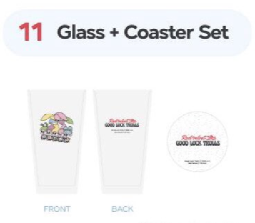 Red Velvet -Red Velvet Loves GOOD LUCK TROLLS Pop-up Store Goods - Glass + Coaster Set