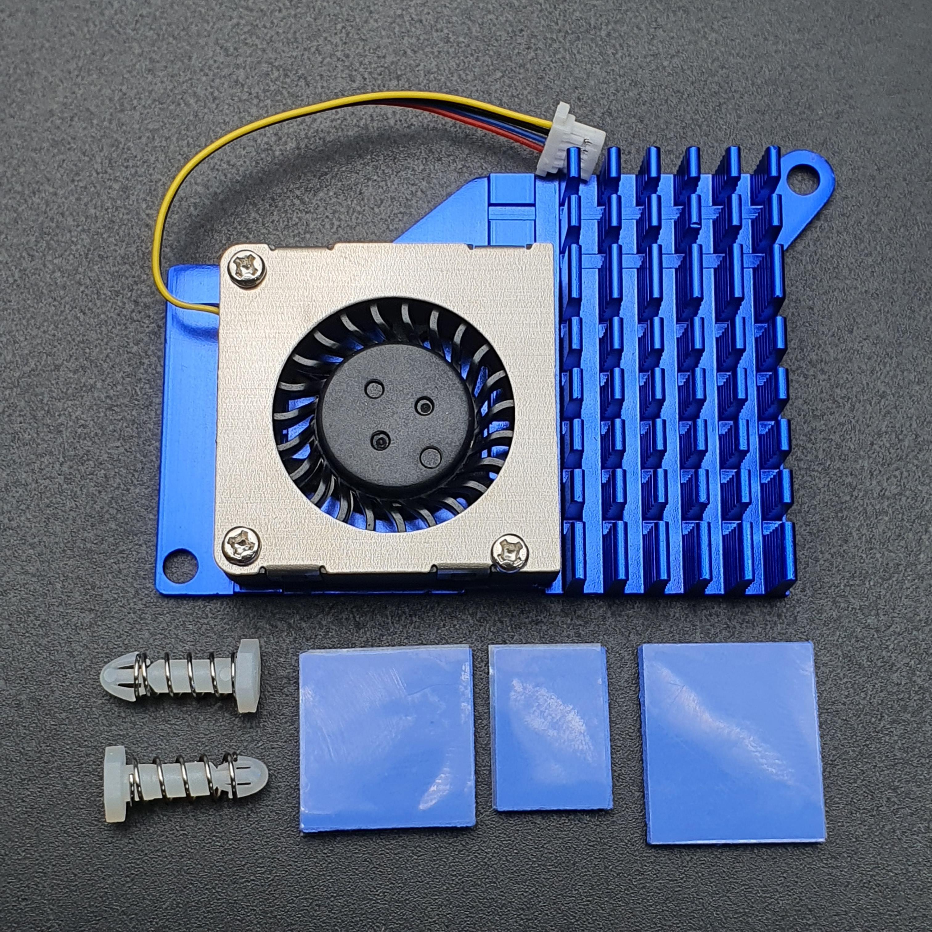 Raspberry Pi 5 Active Cooling Fan With Aluminum Radiator Heat Sink - สีน้ำเงินและพัดลมสีดำ