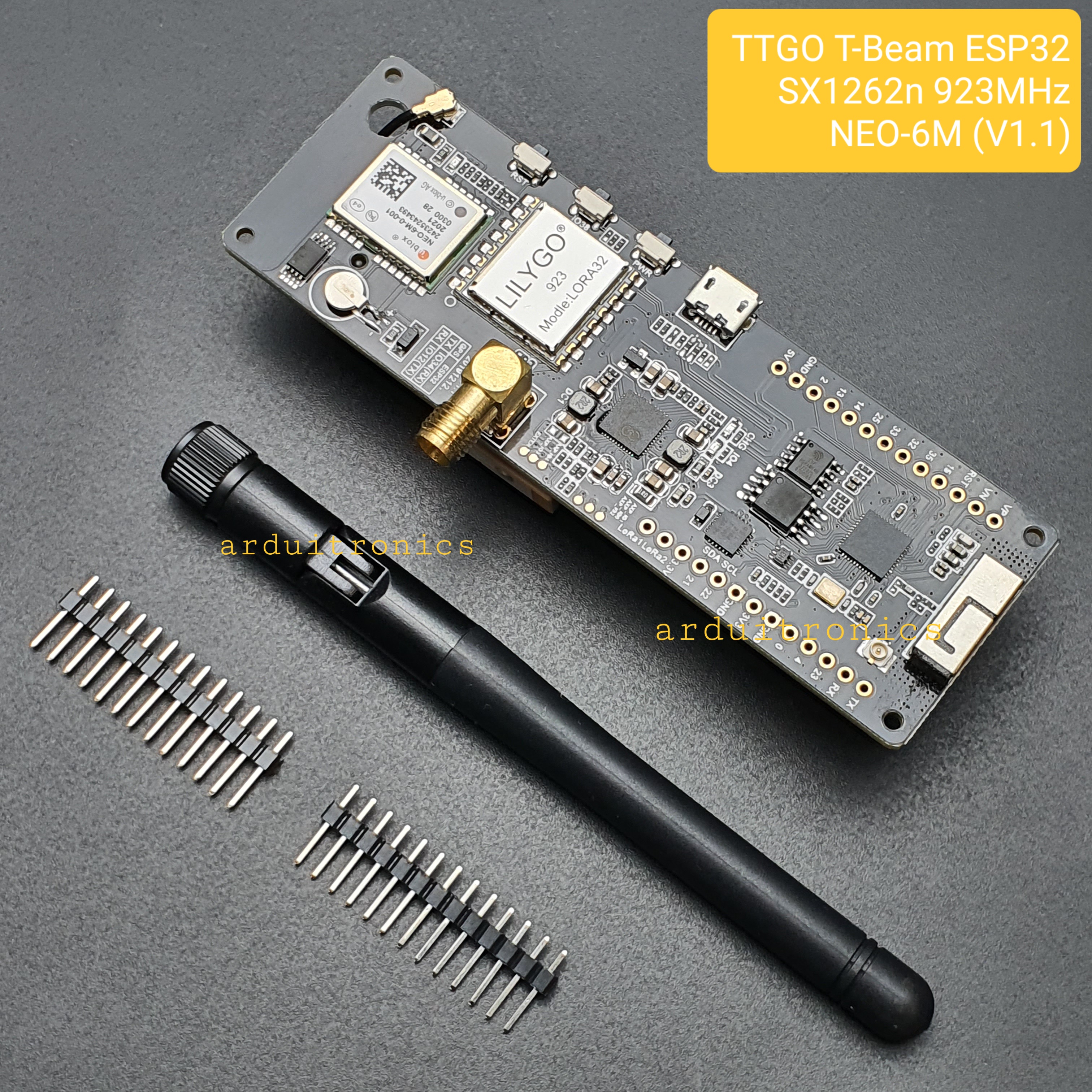 LILYGO TTGO T-Beam V1.1 ESP32 Lora32 (923MHz) GPS (NEO-6M SMA) Bluetooth พร้อมรางถ่าน 18650