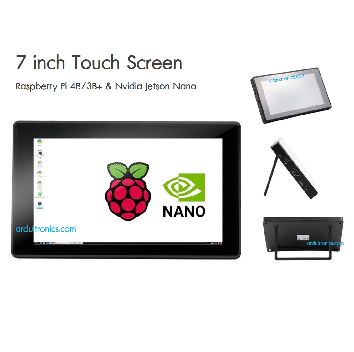 [ยี่ห้อ Waveshare] จอ 7-inch Capacitive Touch Screen HDMI LCD (H) IPS Display พร้อมกรอบแบบมีฐานตั้ง สำหรับ Pi400/4B/3B+/Jetson Nano