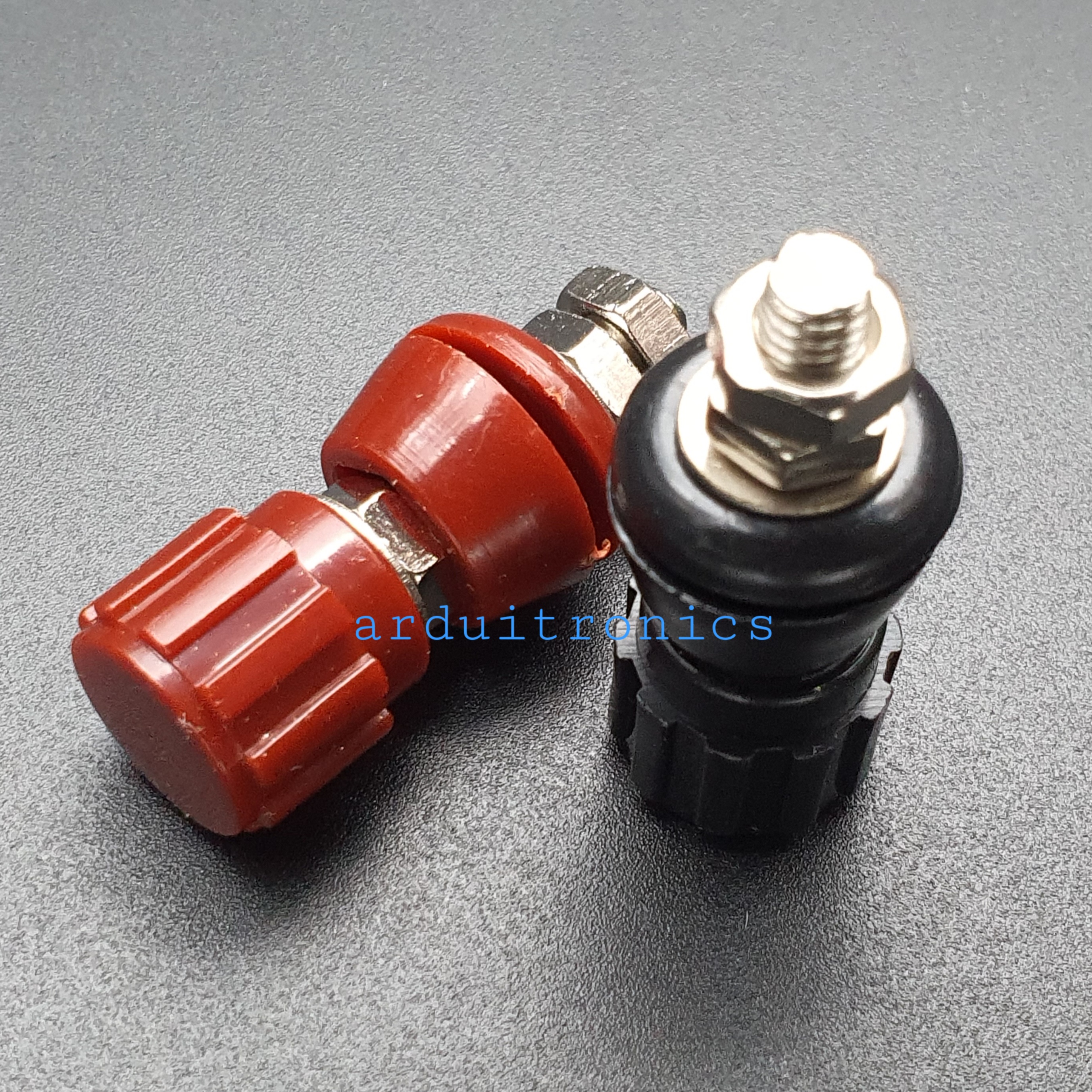 (1คู่) JS-107ขั้วต่อขนาด M5 (JIEXIANZHU) ฝาครอบเบกาไลต์+เกลียวทองแดง น๊อตวัสดุเหล็กชุบนิกเกิล สำหรับเครืองเชื่อม อินเวอร์เตอร์ แบตเตอรี่