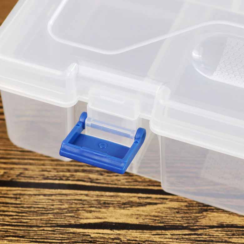 กล่องพลาสติกใสอเนกประสงค์ 2 ชั้น กล่องพลาสติกใสเก็บอุปกรณ์ 2 ขั้น 8 ช่อง ขนาด 23x15x6cm