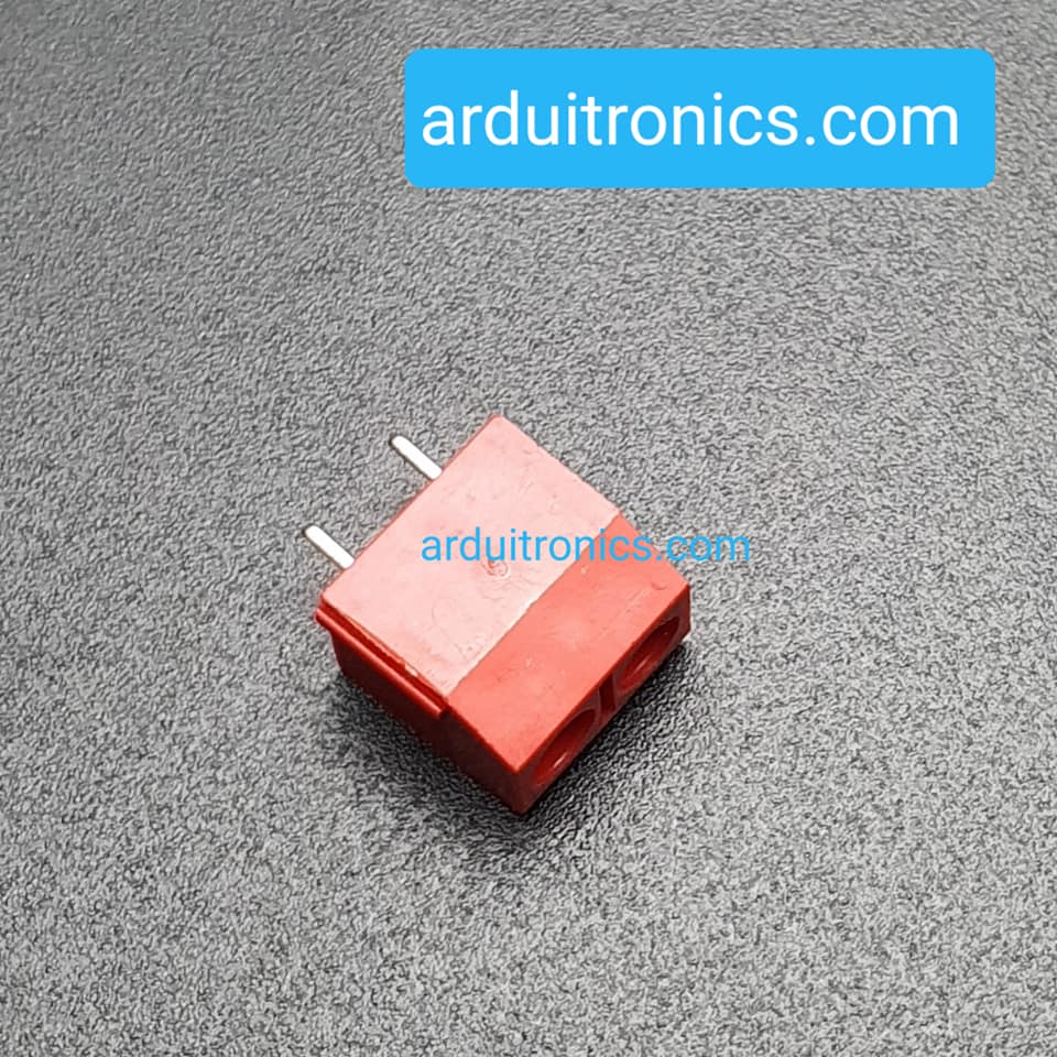Screw Terminal Block 2 Pin Connector 5mm Pitch (Red) คอนเน็คเตอร์แบบสกรูหมุน 2 ขา สีแดง ระยะห่างระหว่างขา 5 มม. (จำนวน 1 ชิ้น)