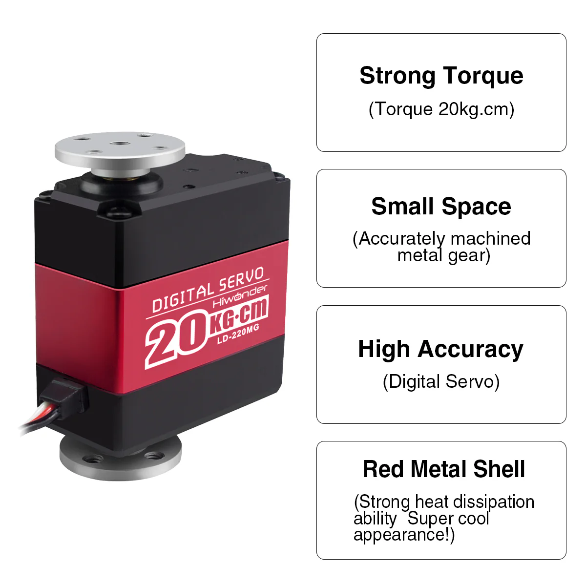 Hiwonder LD-220MG Full Metal Gear Digital Servo with Dual Ball Bearing, Metal Servo Horn, Metal Bracket for Robot