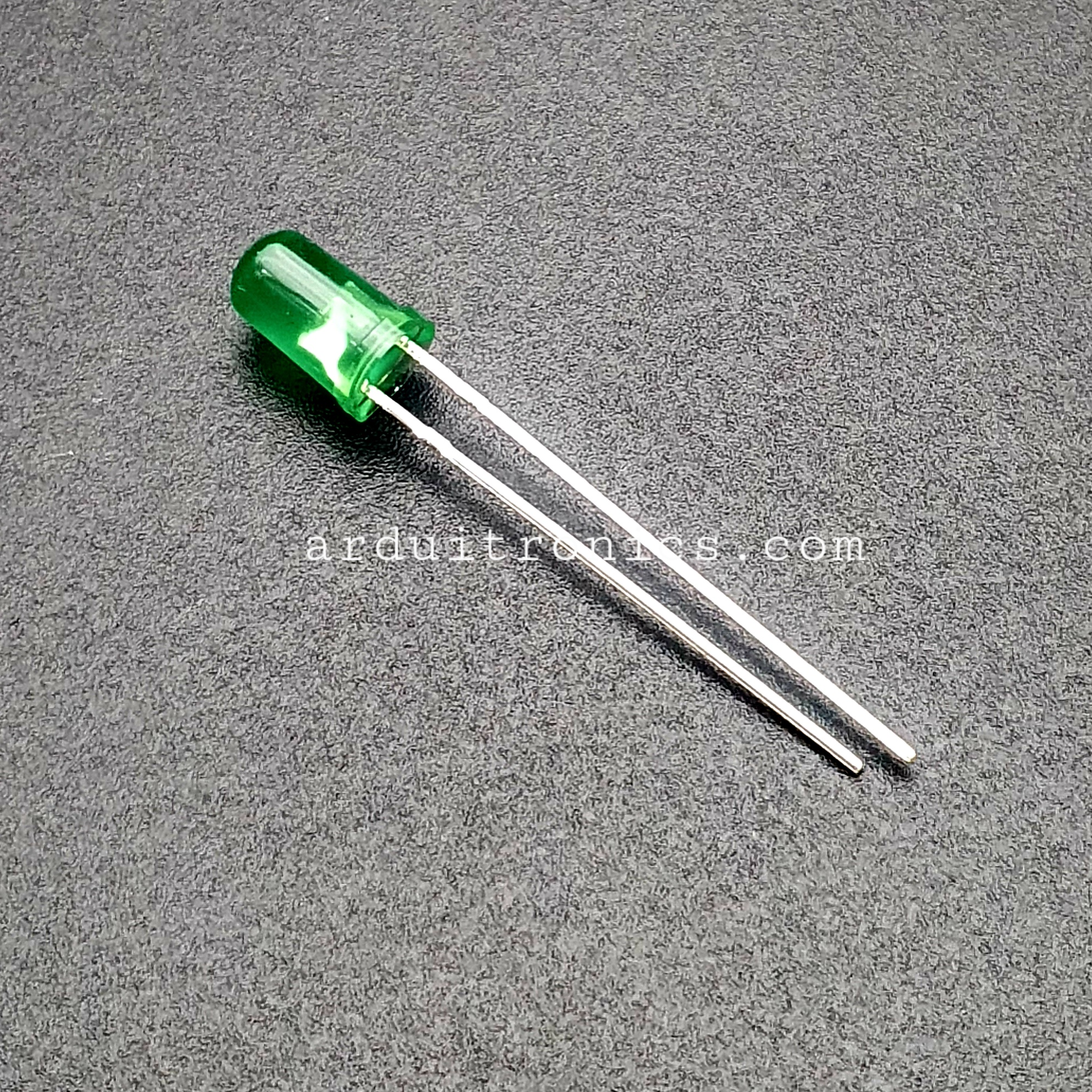 Green - Emerald Green LED 5mm ชุด 10 หลอด ขายาว ขนาด 28mm สีเขียวมรกต