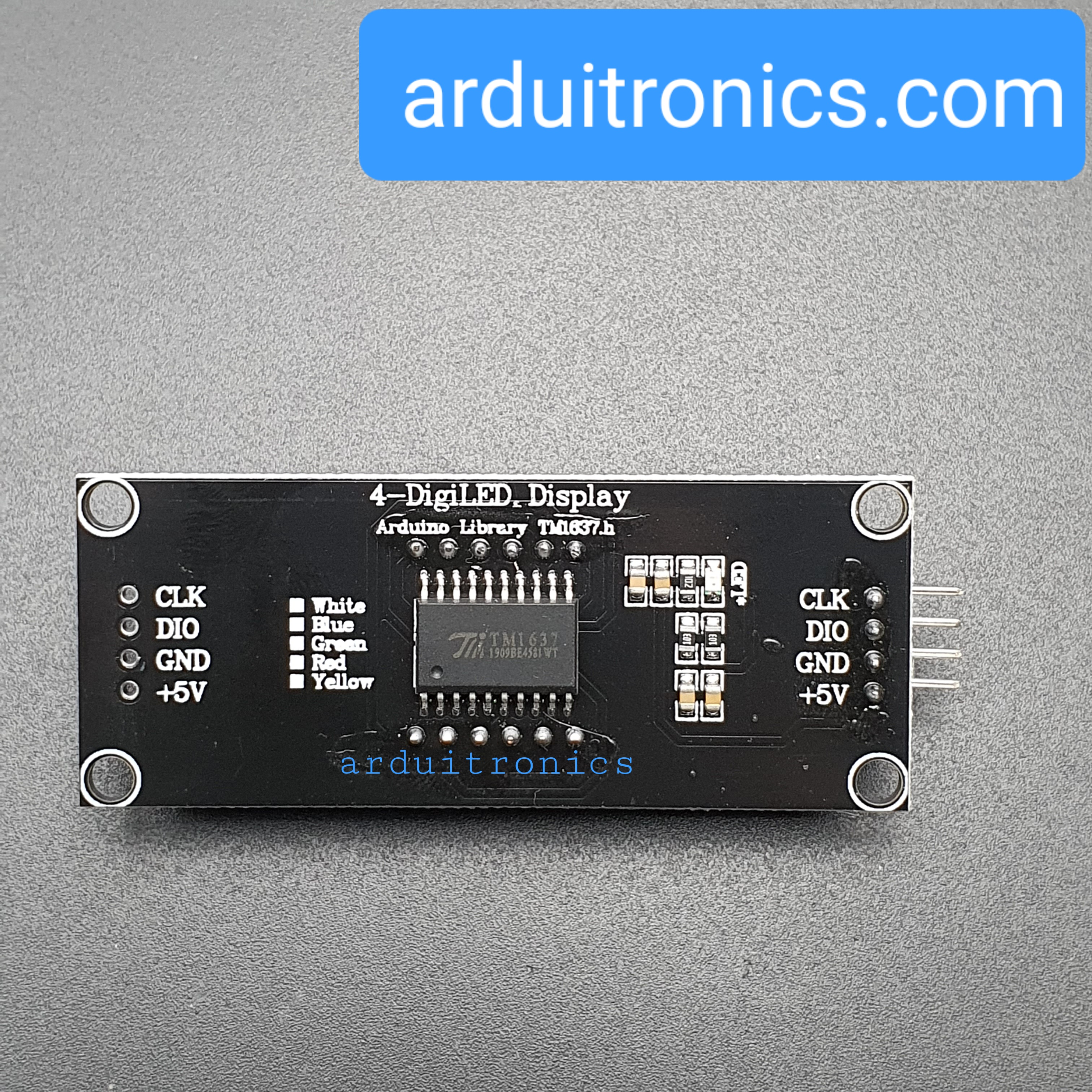 โมดูลแสดงค่าตัวเลข 4 หลัก สีเขียว 7 Segment 4 Digit TM1637 Module Size 0.56" (5643AG Common Cathode) บัดกรีแล้ว
