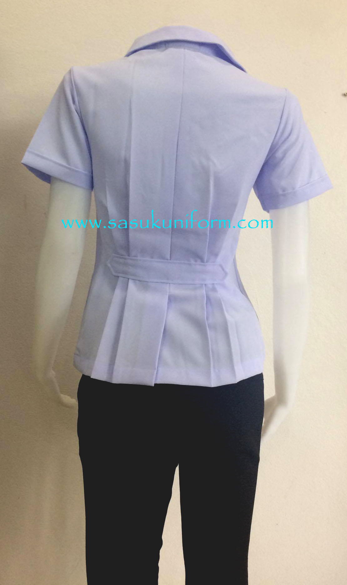 เสื้อกาวน์ขาวสีขาวโอโม่/ คอบัวกัลยา ผ้าสเป็นเด็กซ์ ปักกระทรวงสาธารณสุข ผู้หญิง