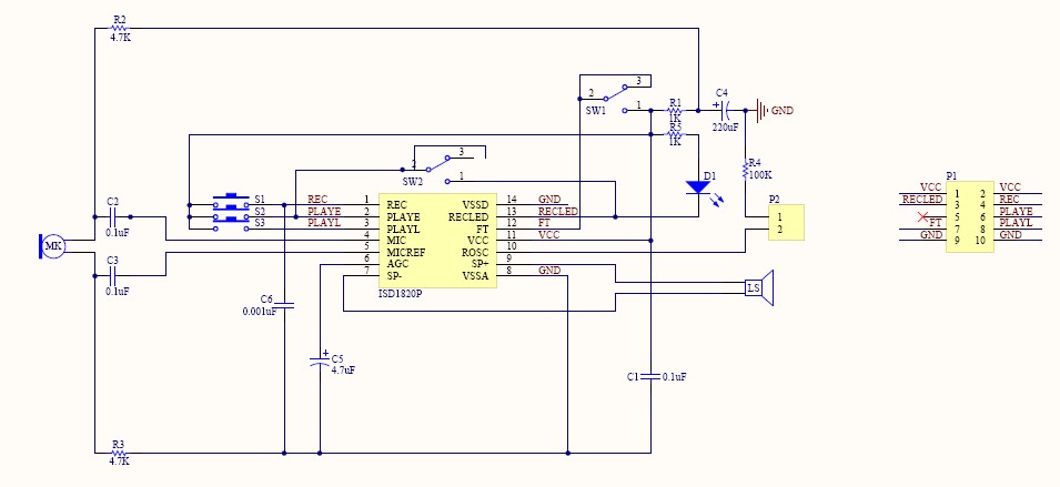 Voice and Sound Record + Playback Module - ISD1820