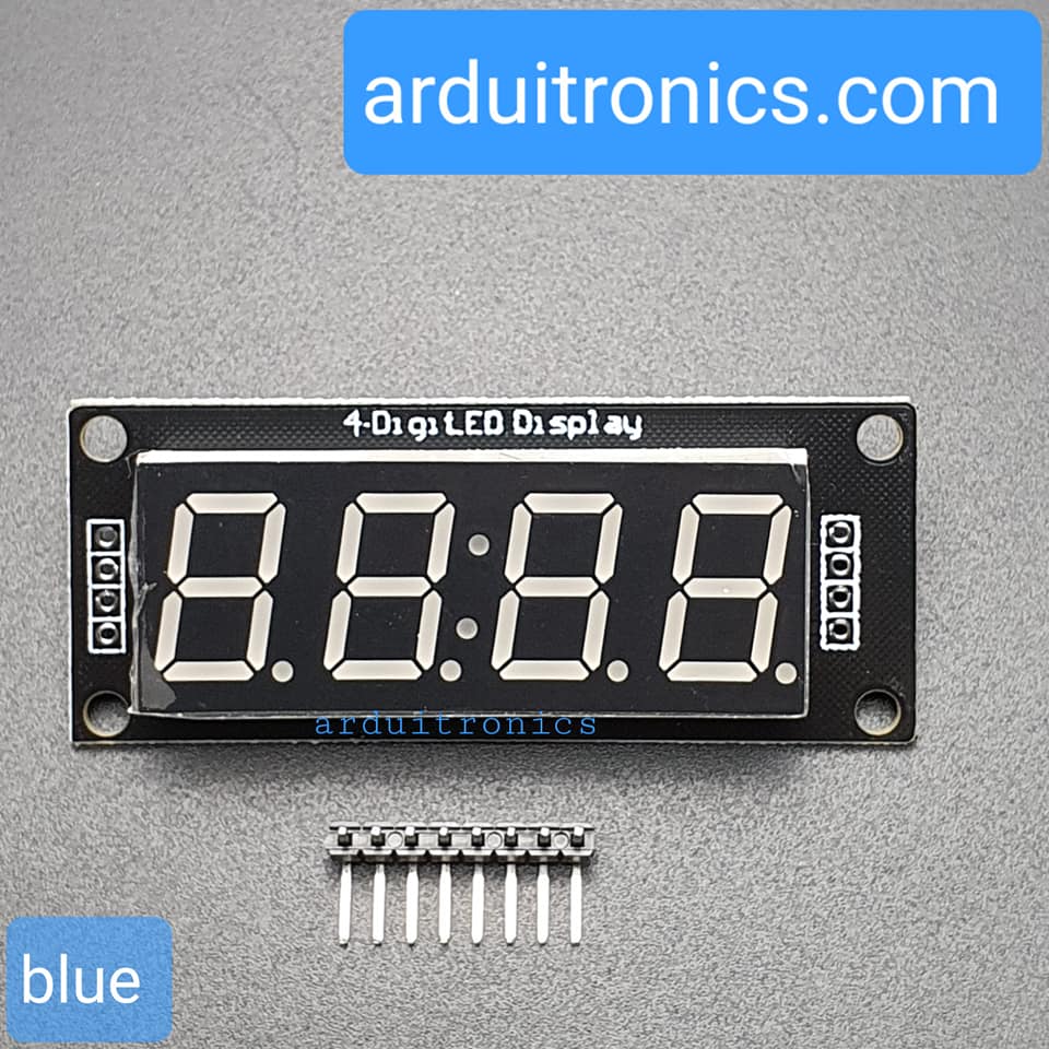 โมดูลแสดงค่าตัวเลข 4 หลัก สีน้ำเงิน 7 Segment 4 Digit TM1637 Module Size 0.56" (5643BB Common Anode)