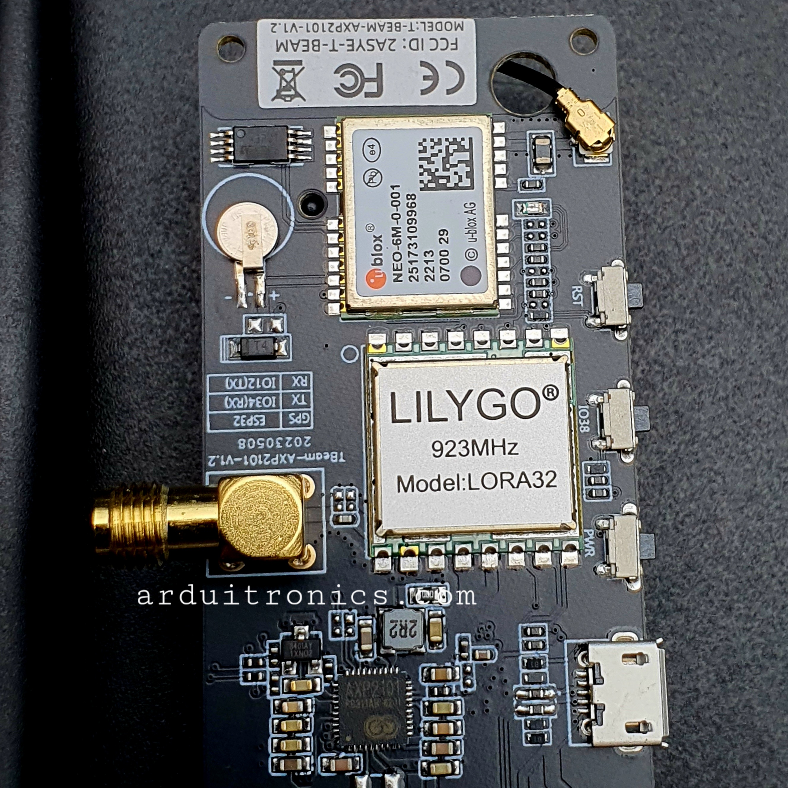 LILYGO TTGO T-Beam V1.2 ESP32 Lora32 (923MHz) GPS (NEO-6M SMA) Bluetooth พร้อมรางถ่าน 18650