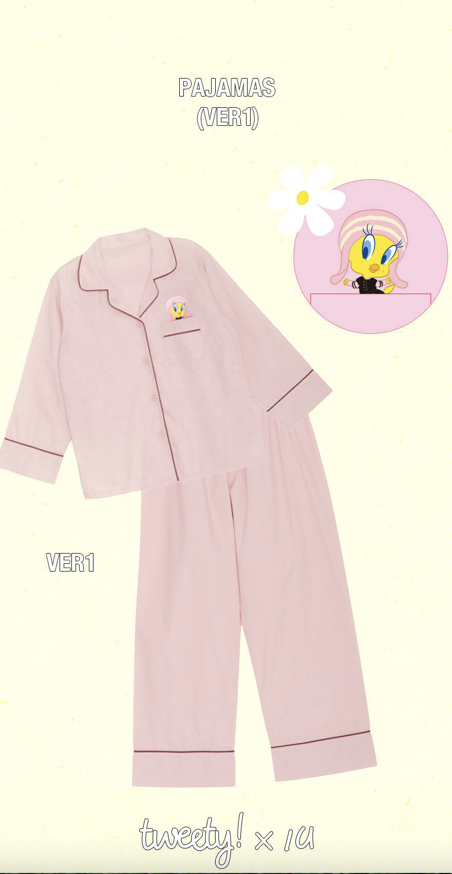 IU -2024 IU H.E.R. WORLD TOUR CONCERT IN SEOUL Official MD -Tweety! x IU Pajamas สี Pink - size L