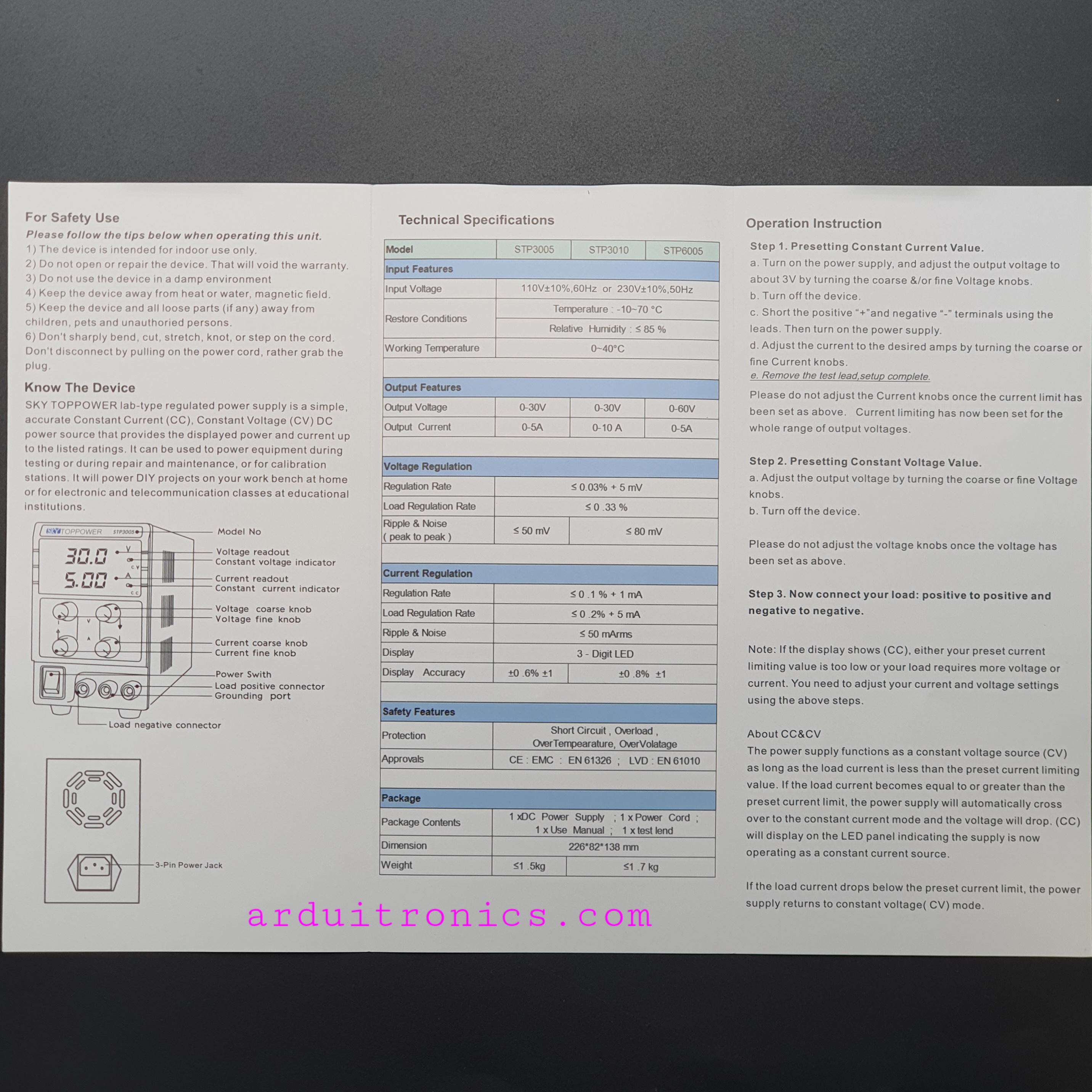 Adjustable DC Power Supply 0-30V 0-5A (STP3005)
