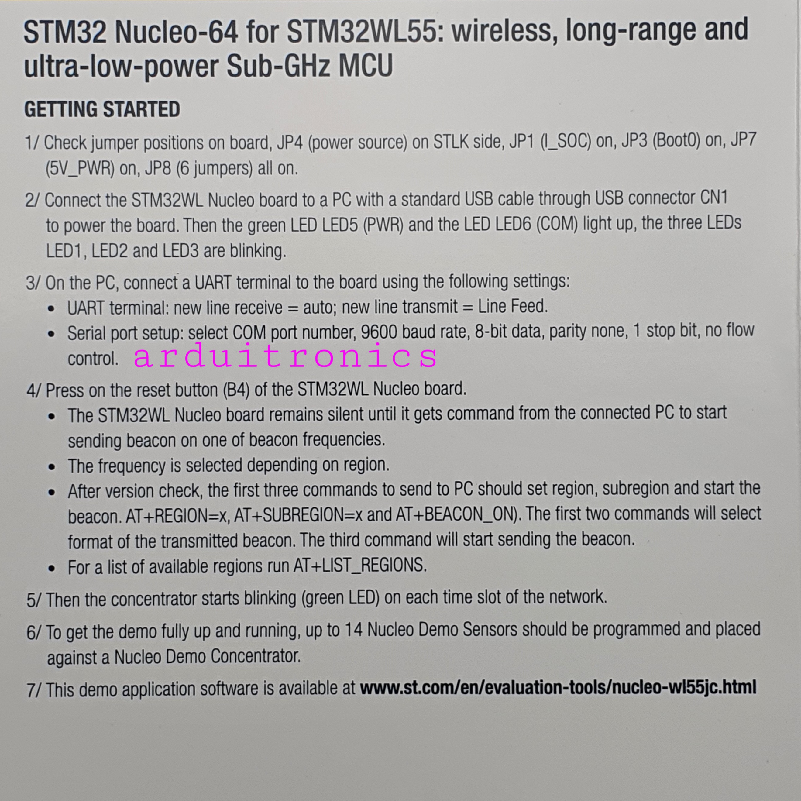 NUCLEO-WL55JC2 (Low RF Frequency Band: 433 to 510 MHz)